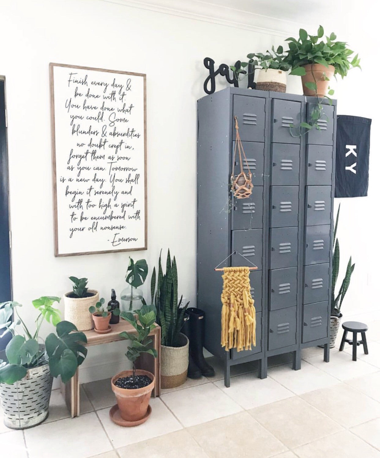 Mustard Wall Hanging Knit with Copper Detail // Regular Size