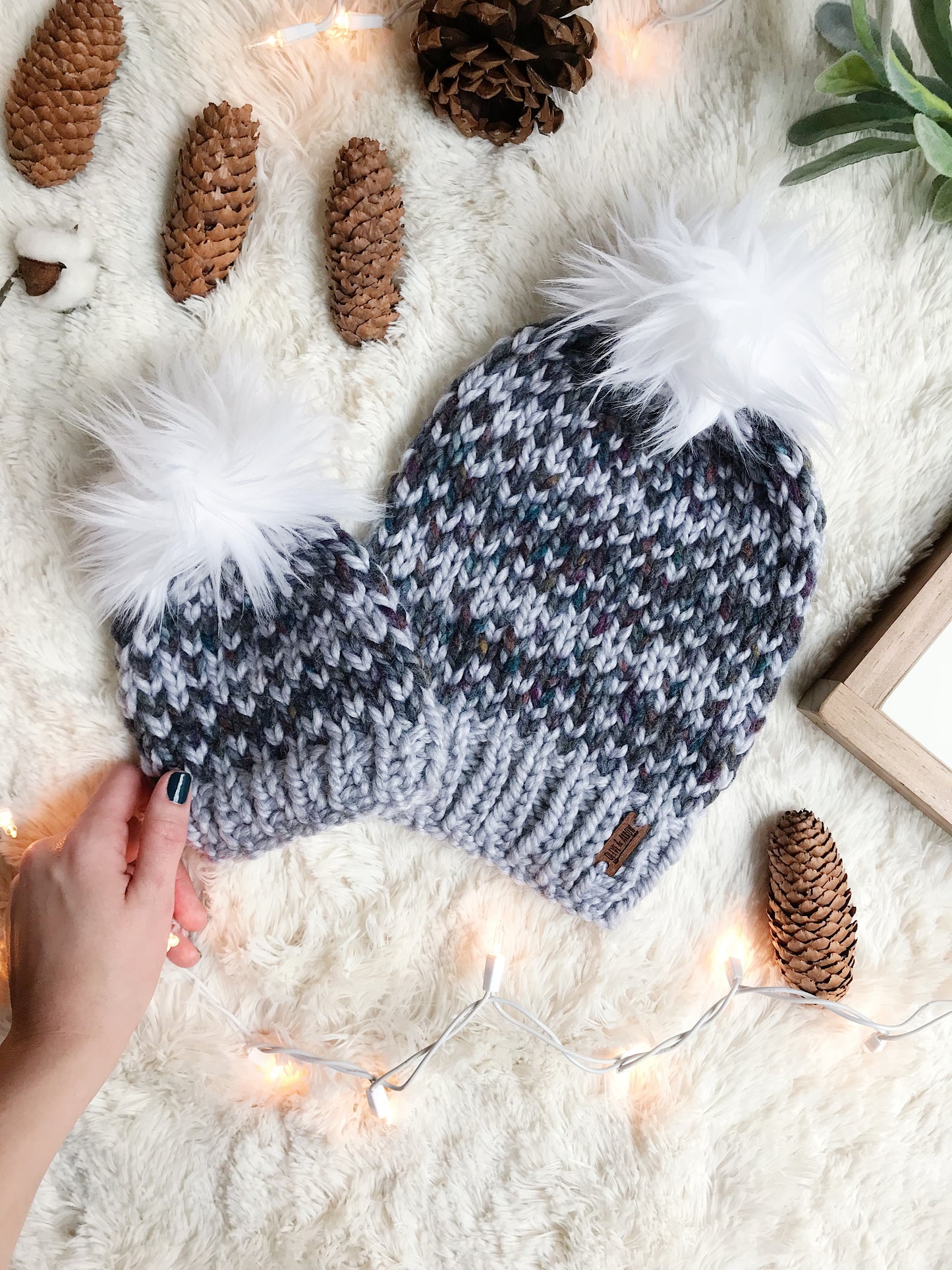 Baby Knitted Fair Isle Beanie with Faux Fur Pom Pom // The Lil Hallowell