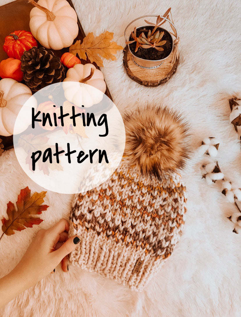 Easy Knitting Pattern Adult Knit Hat Beanie Fair Isle Knitting // The Hallowell