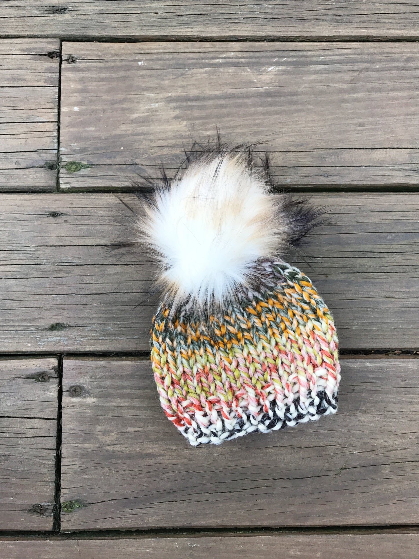 Mommy and Me Hats Knit Baby and Adult Beanie Handmade Faux Fur Pom Pom // Coney Island
