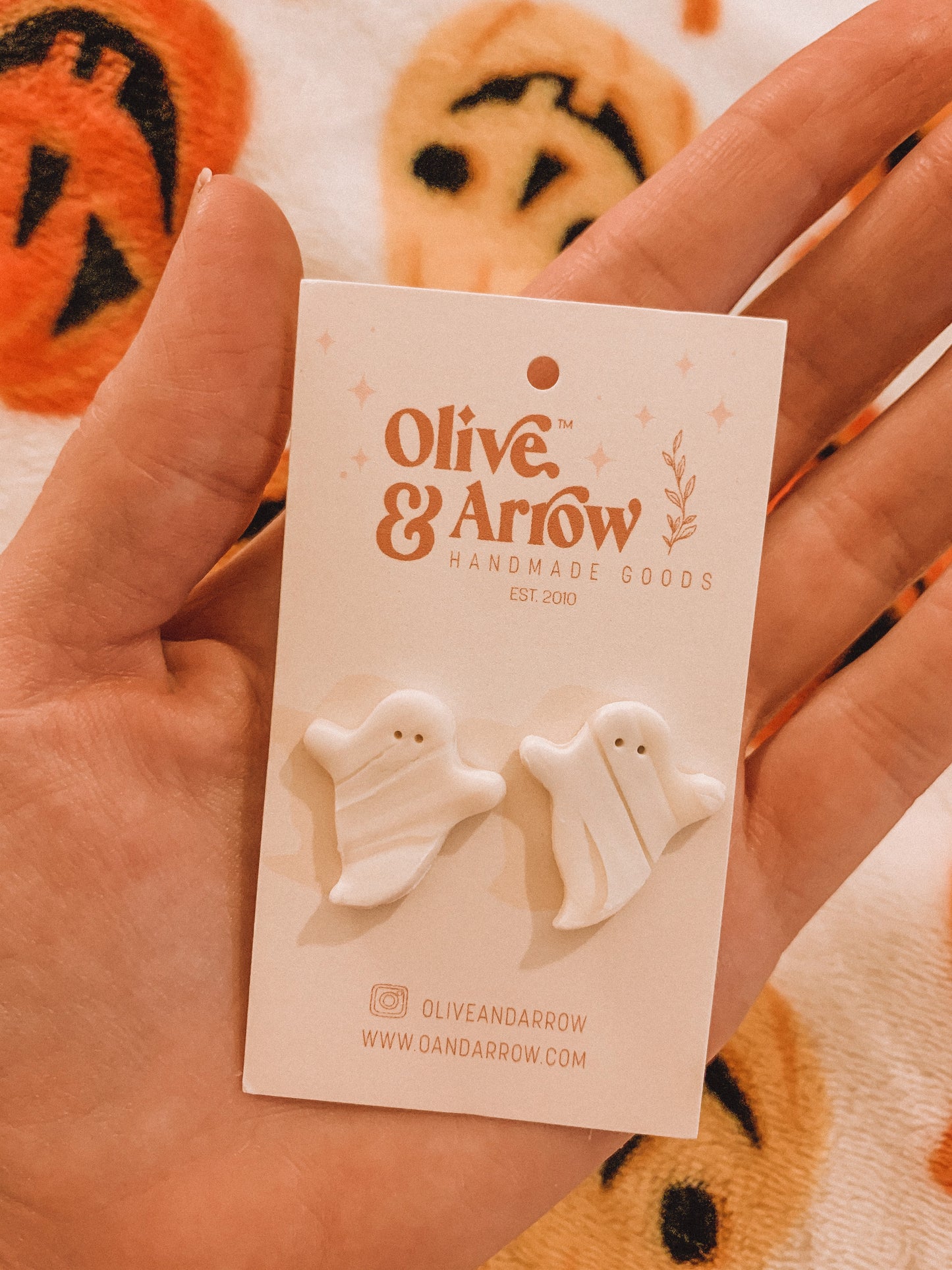 GHOSTIE STUDS // Marbled Glow In The Dark Ghost Clay Earrings