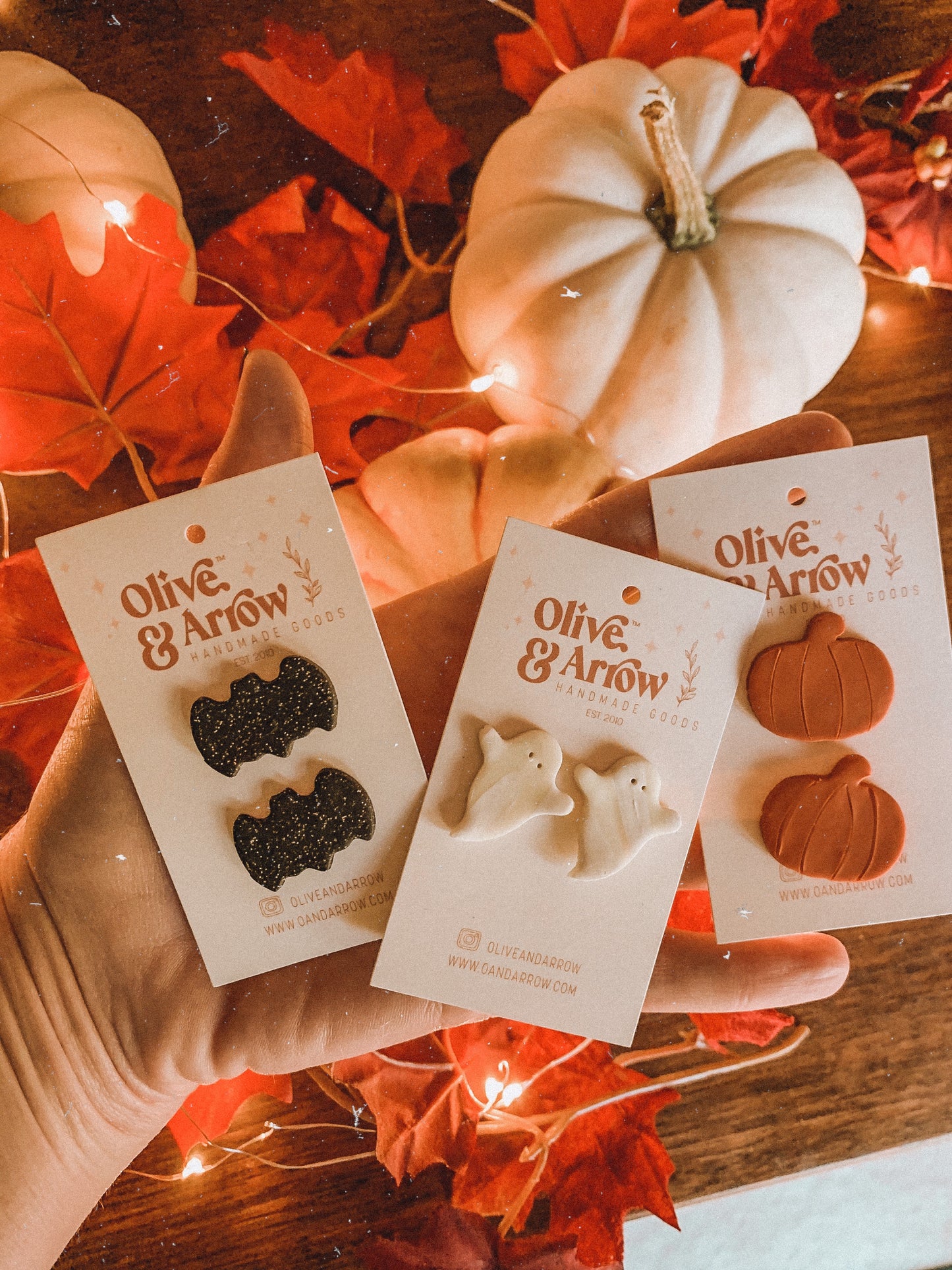 BAT STUDS // Glittery Halloween Bat Clay Earrings