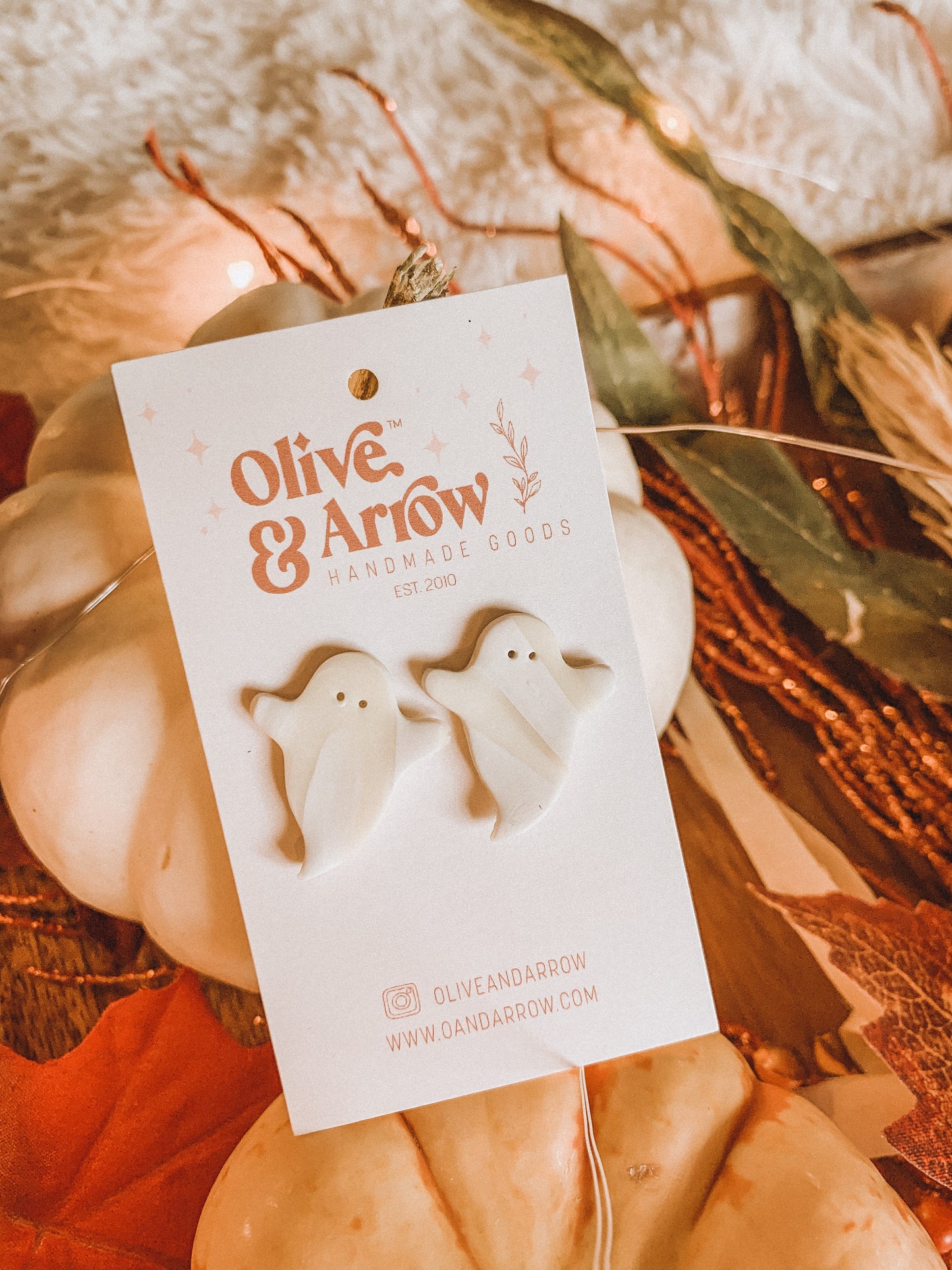 GHOSTIE STUDS // Marbled Glow In The Dark Ghost Clay Earrings