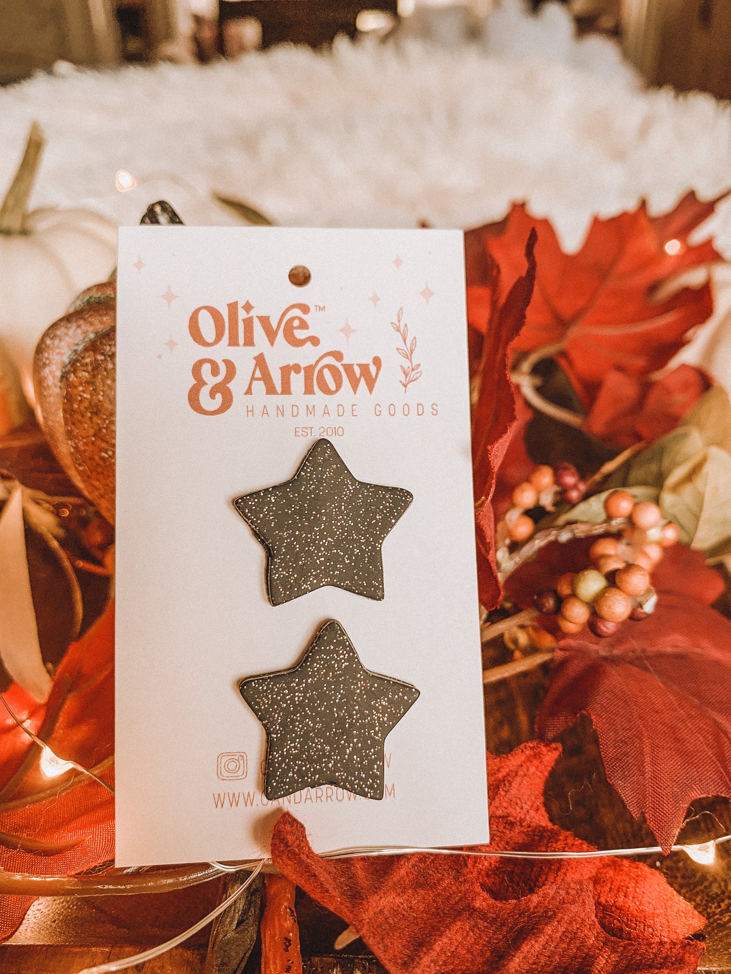 STARRY NIGHT STUDS (black) // Glittery Star Clay Earrings