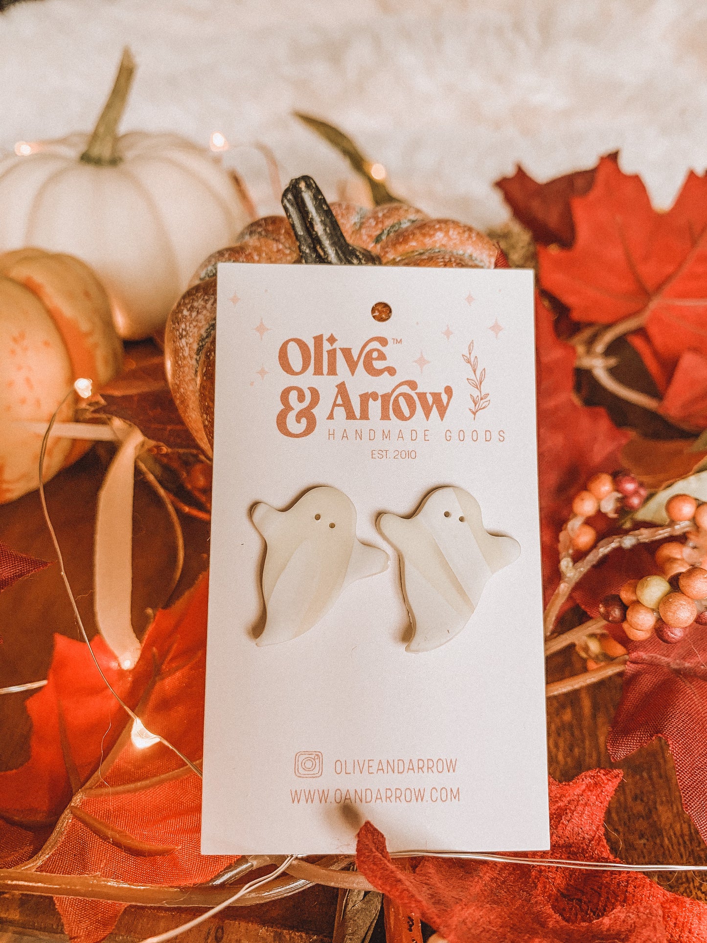 GHOSTIE STUDS // Marbled Glow In The Dark Ghost Clay Earrings