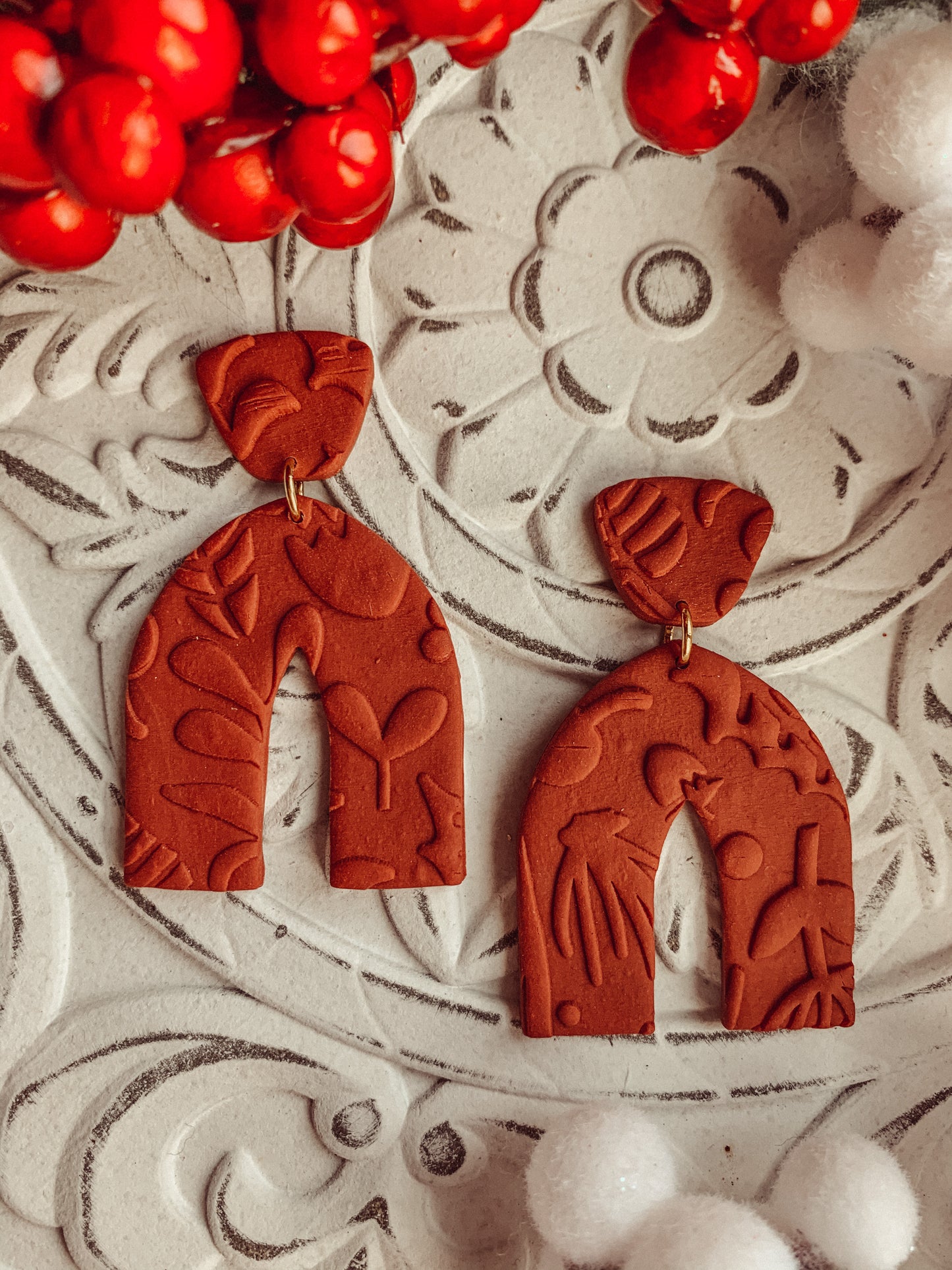 Textured Arch Dangles // CRANBERRY