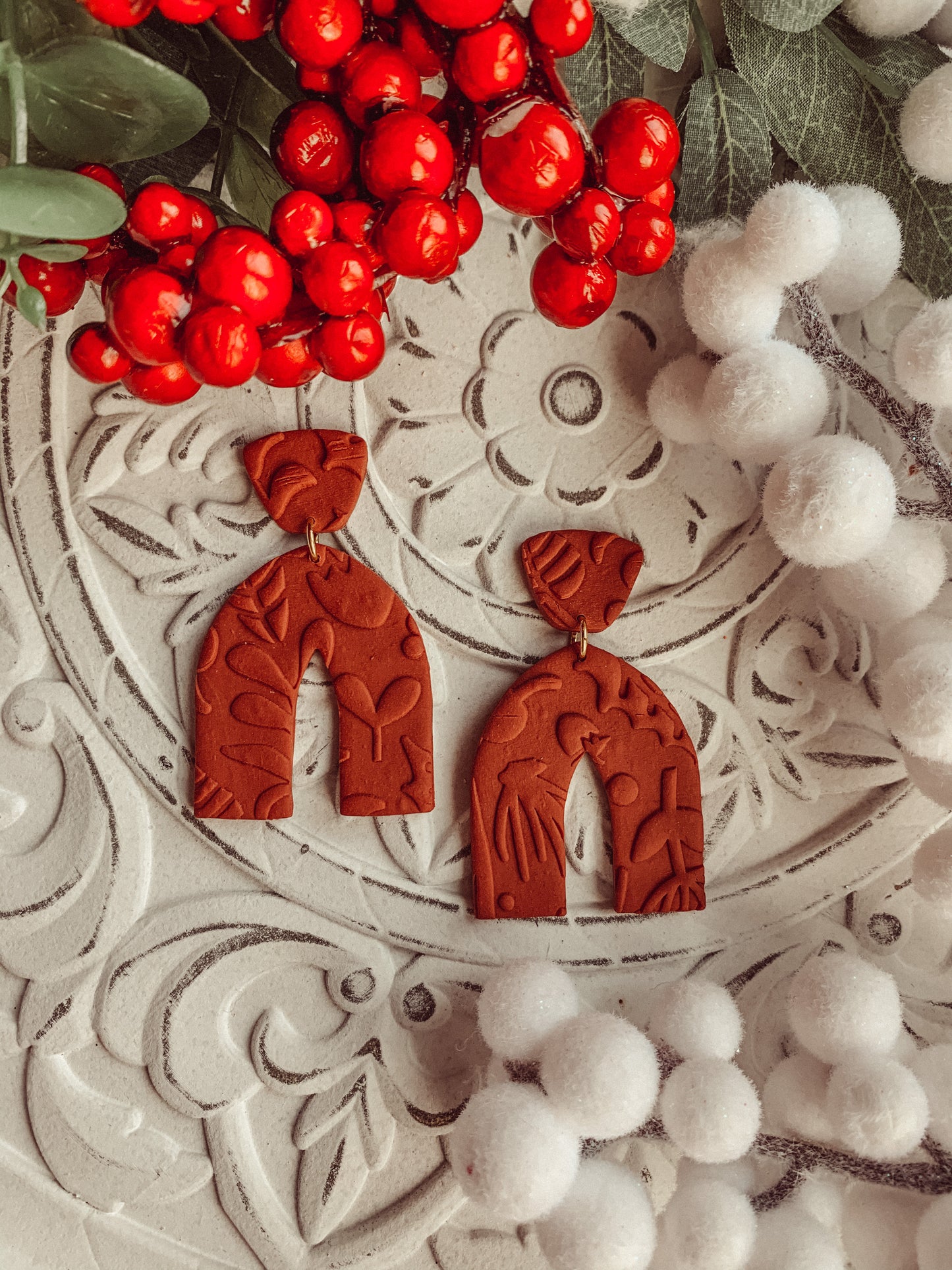 Textured Arch Dangles // CRANBERRY