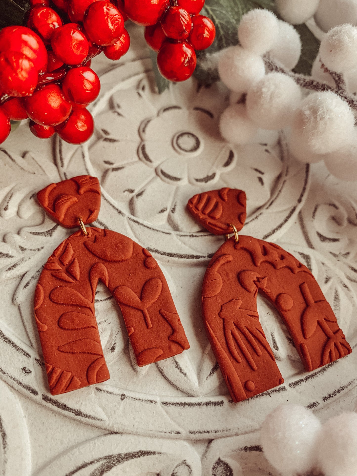 Textured Arch Dangles // CRANBERRY