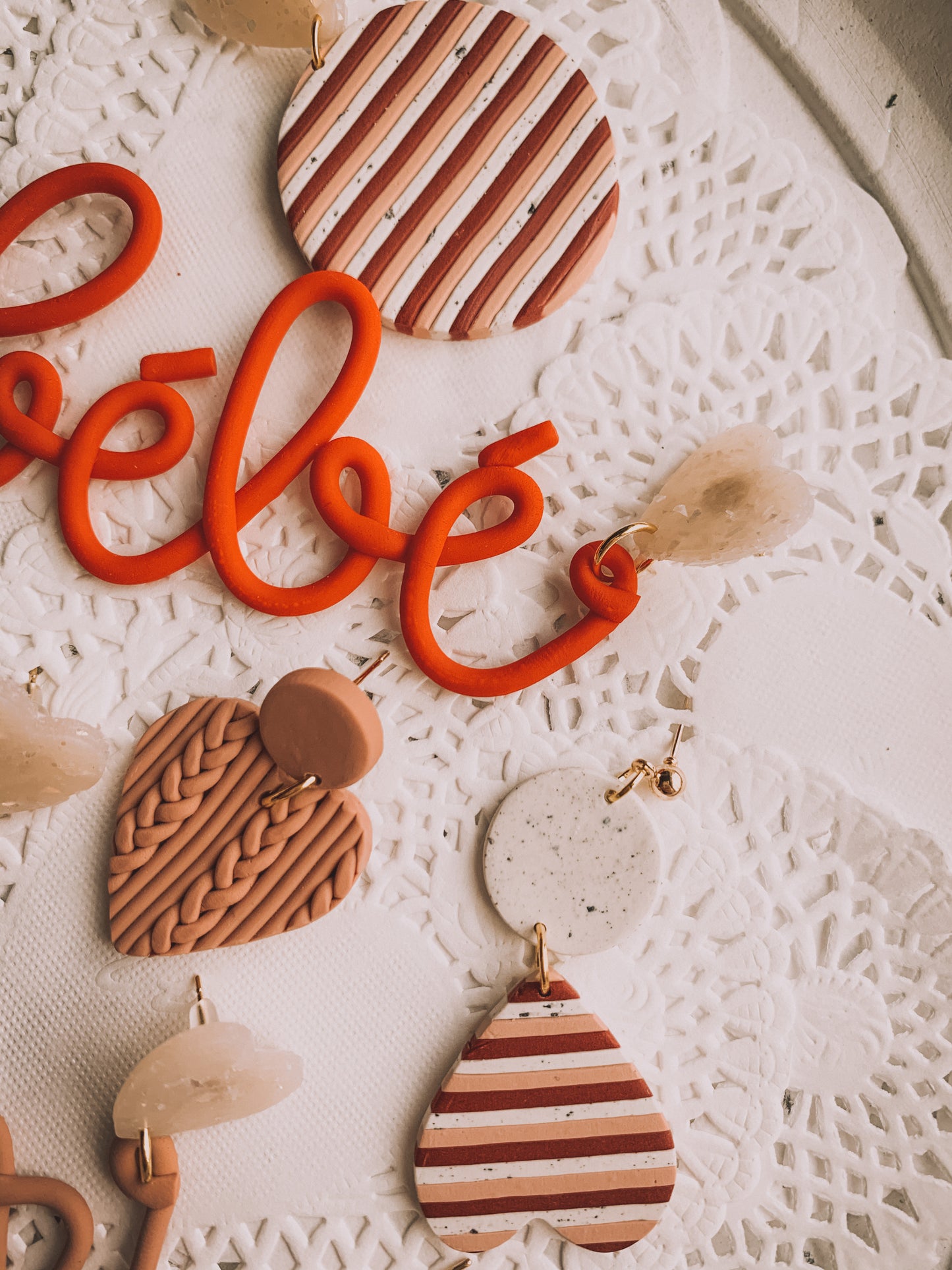 Striped Hearts Dangle Earrings