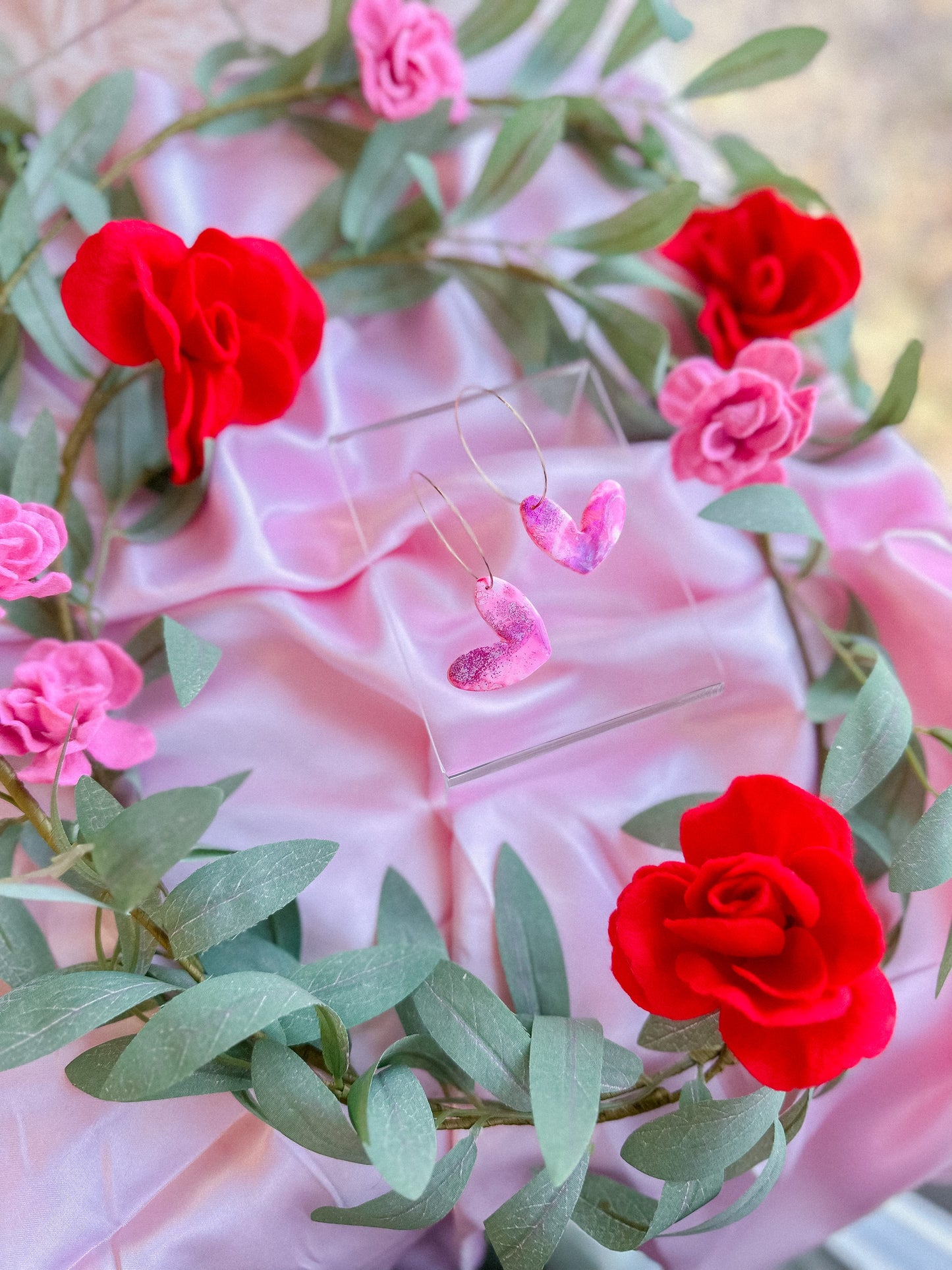 Pink Dreamcloud Large Hearts Hoops // Vday 2023