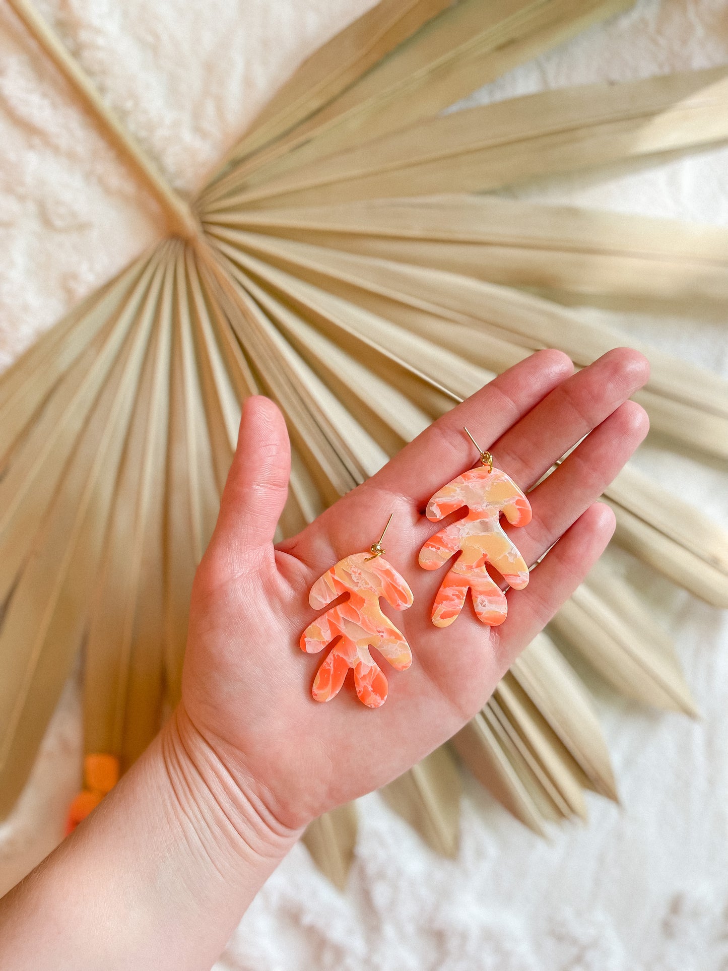 Coral Marble Coral Dangles // Summer Collection 2022
