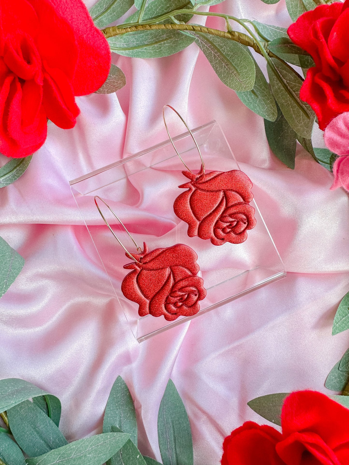 Red Rose Glitter Hoops // Vday 2023