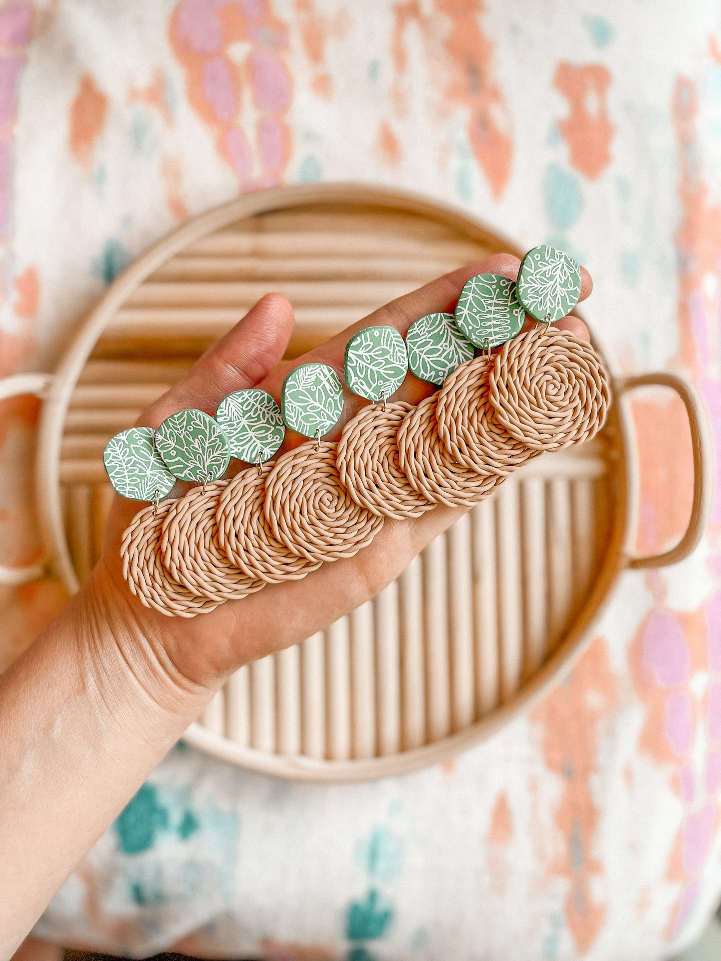 Rattan + Plants Print Dangles // Summer Collection