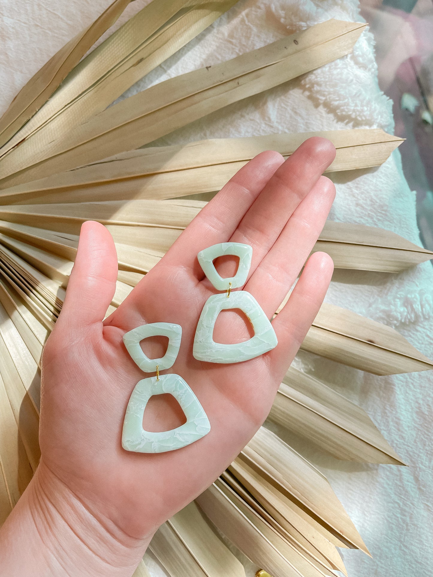 Seafoam Marble Trapezoid Dangles // Summer Collection 2022