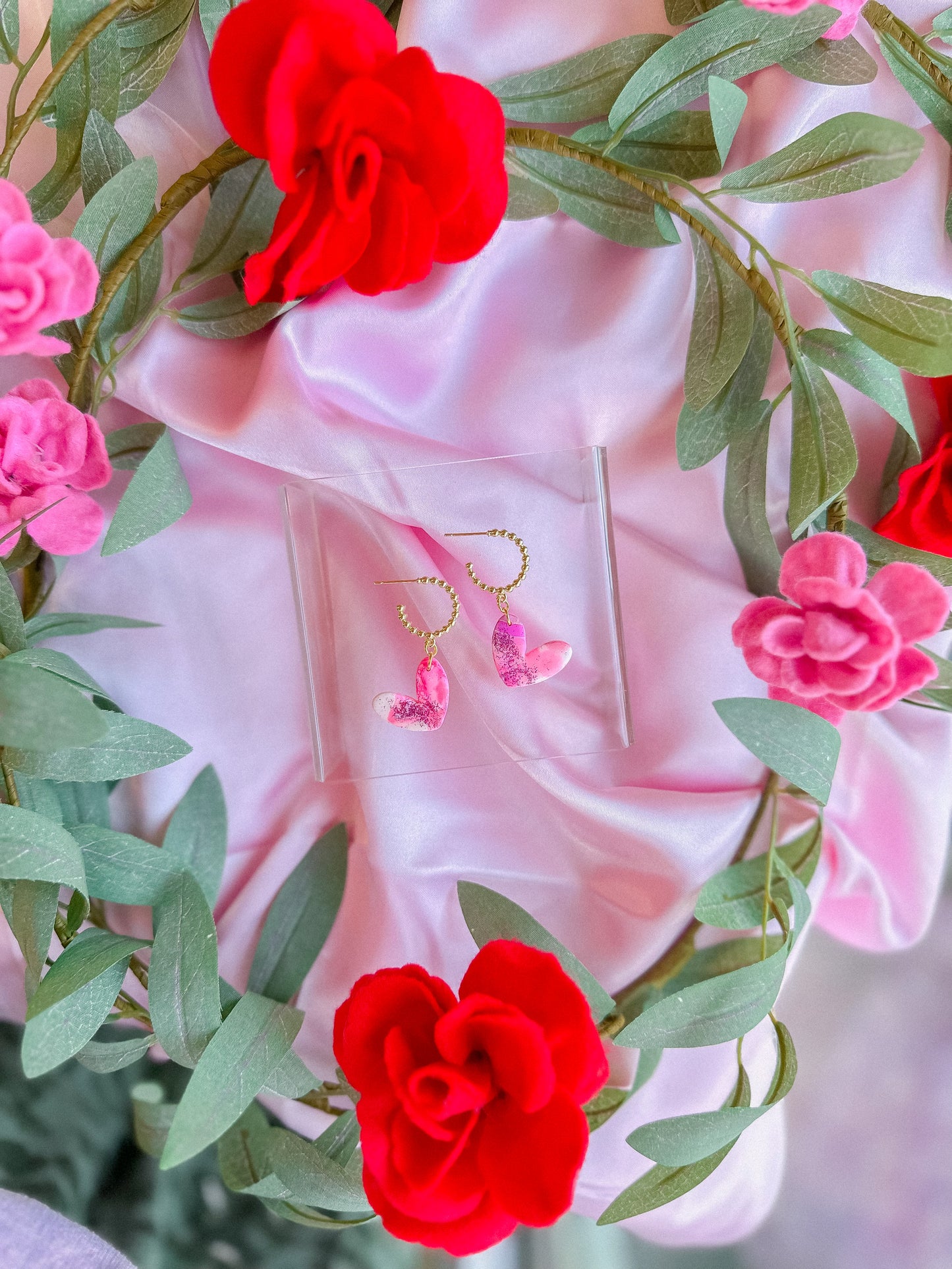 Pink Dreamcloud Small Hearts Huggie Hoops // Vday 2023