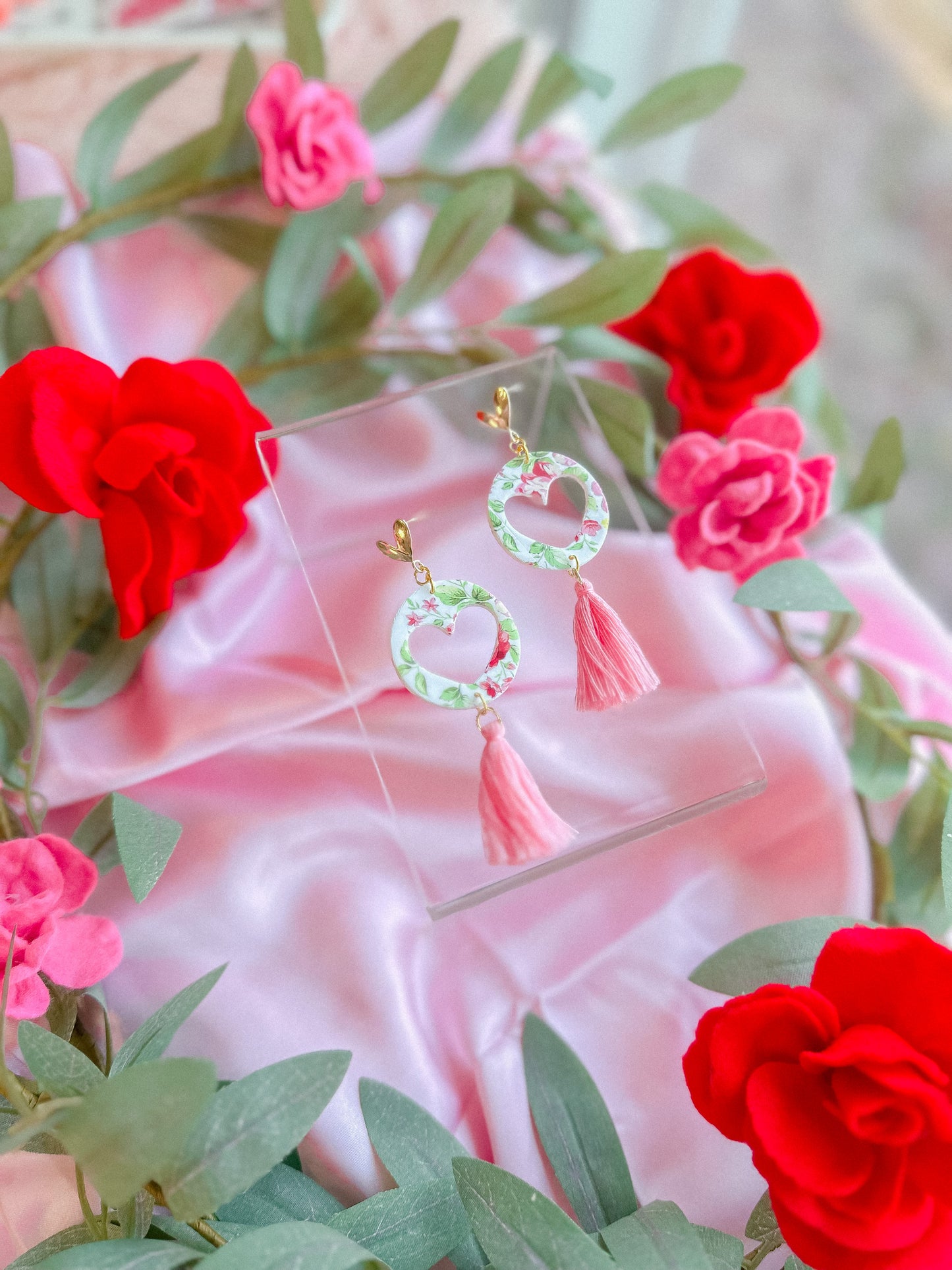 Vintage Rose Heart Tassle Dangles // Vday 2023