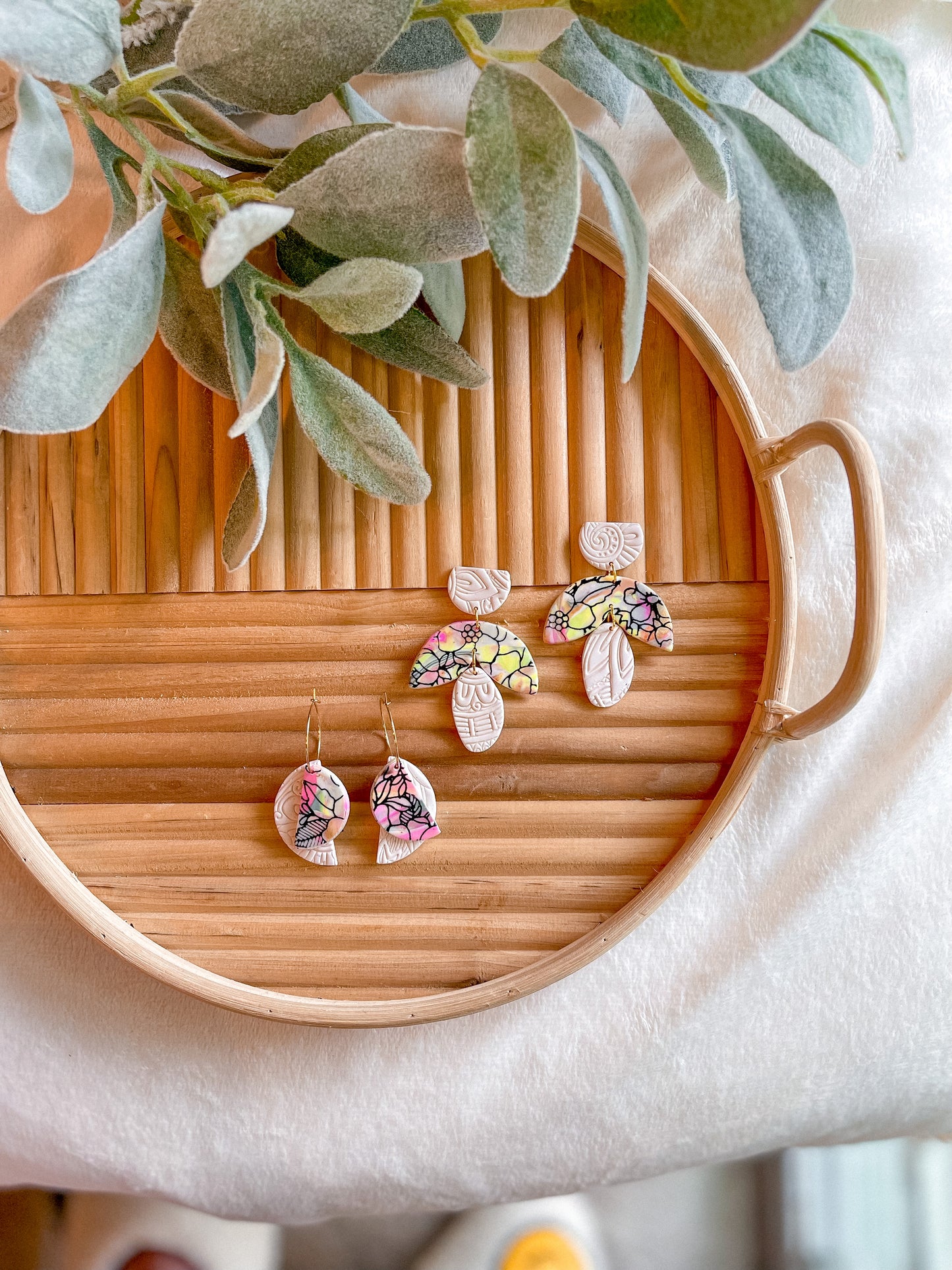 Floral Scrappy Textured Half Circle Hoops // Jackson Collection