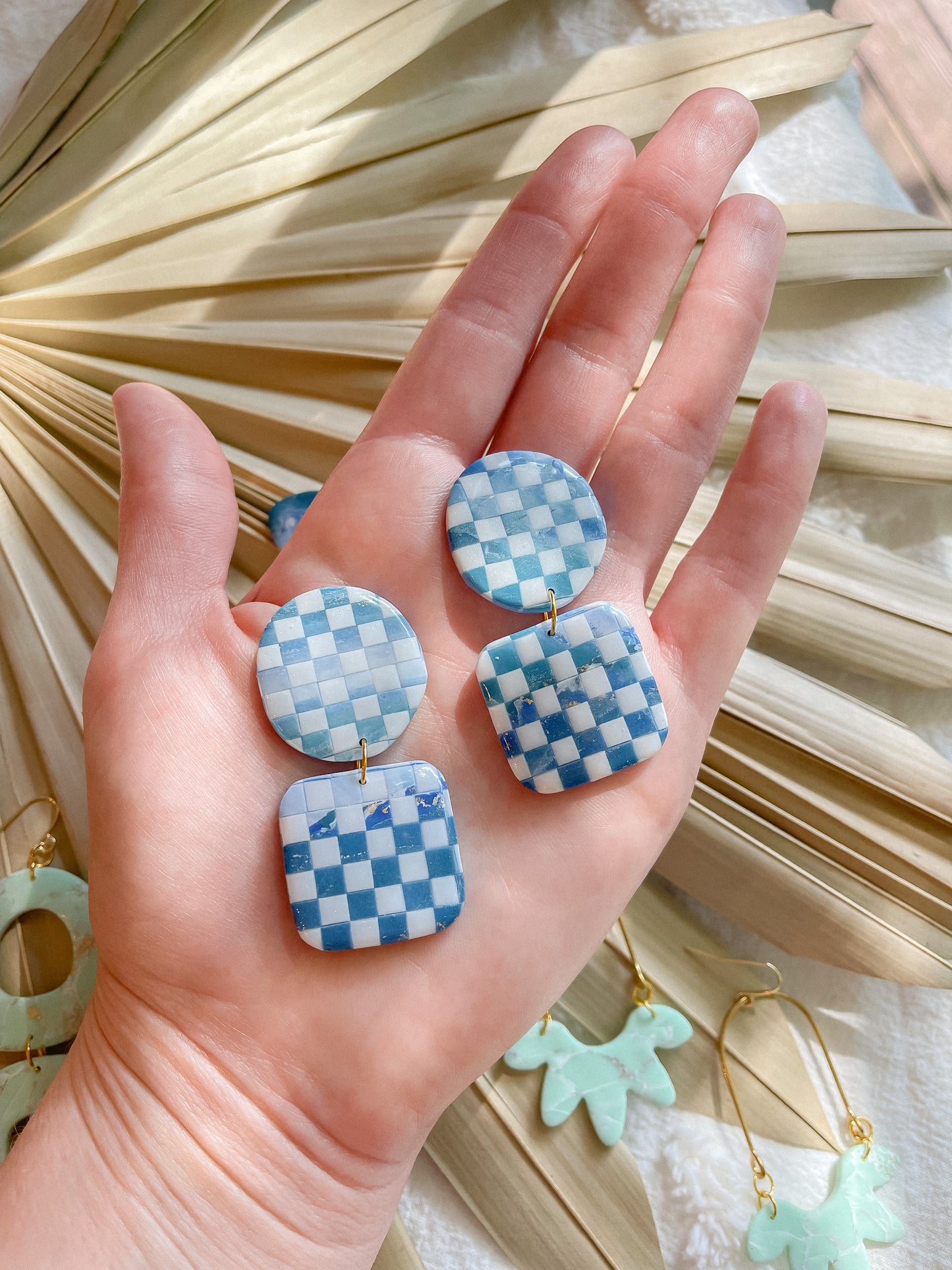 Caribbean Sea Checkerboard Dangles // Summer Collection 2022