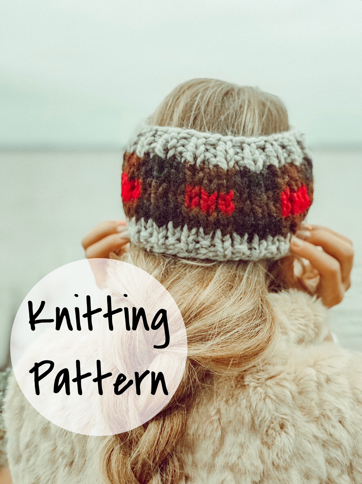 Buffalo Plaid Headband Knitting Pattern – Fair Isle Ear Warmer PDF – Colorful Plaid Headband Pattern for Beginners – Instant Digital Download