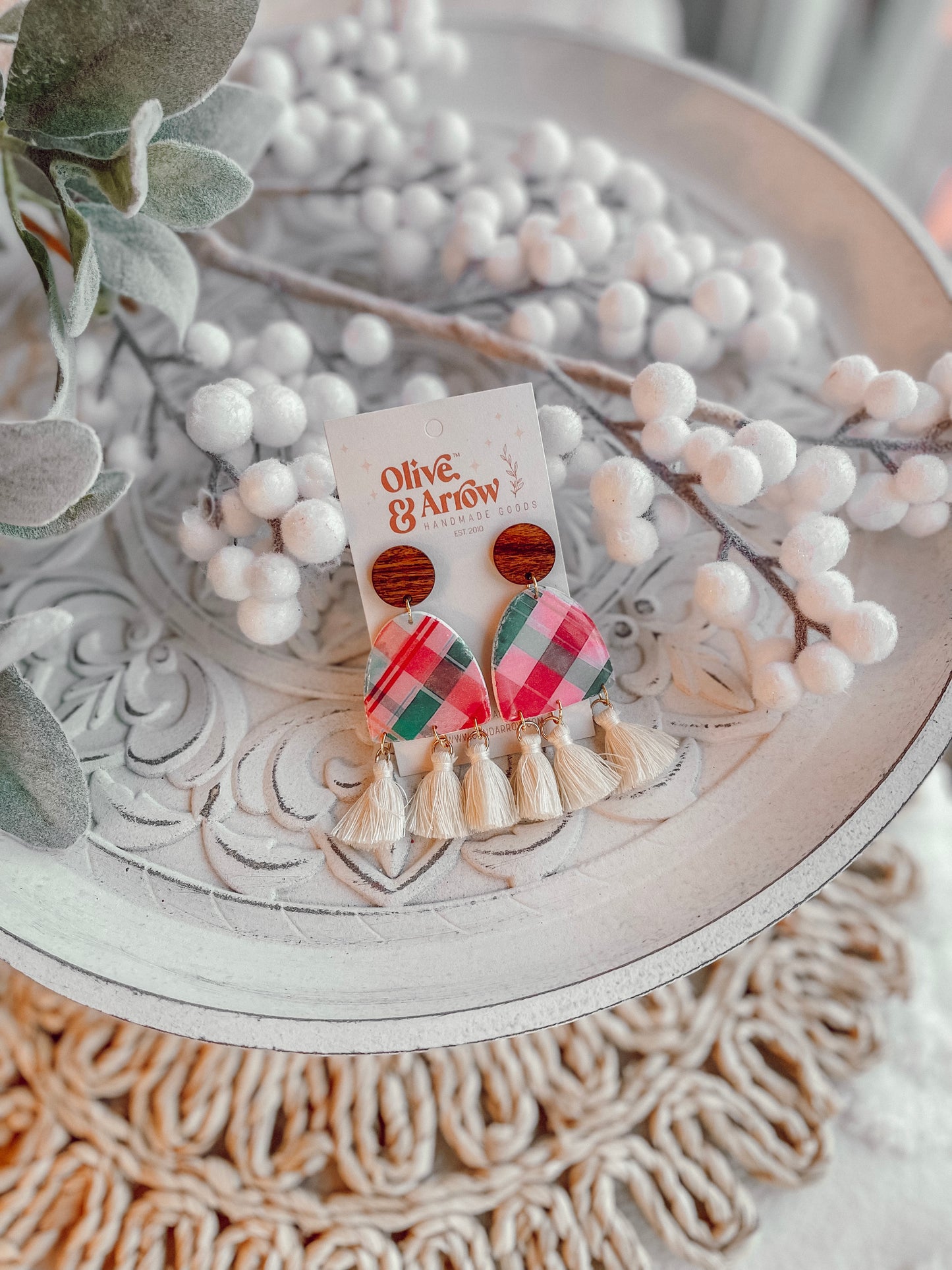 Plaid Boho Tassle Dangles // Holiday 22