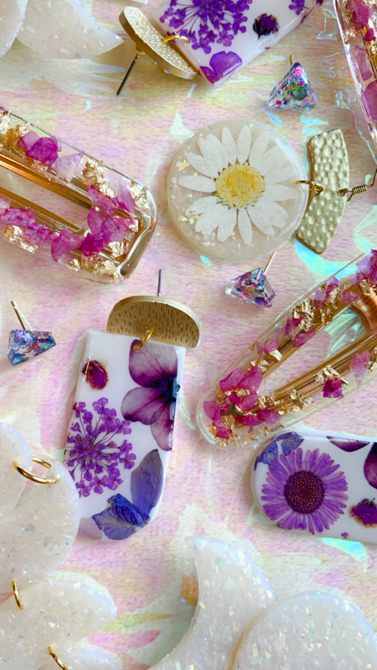 Violet Pressed Floral Dangles // Spring Collection
