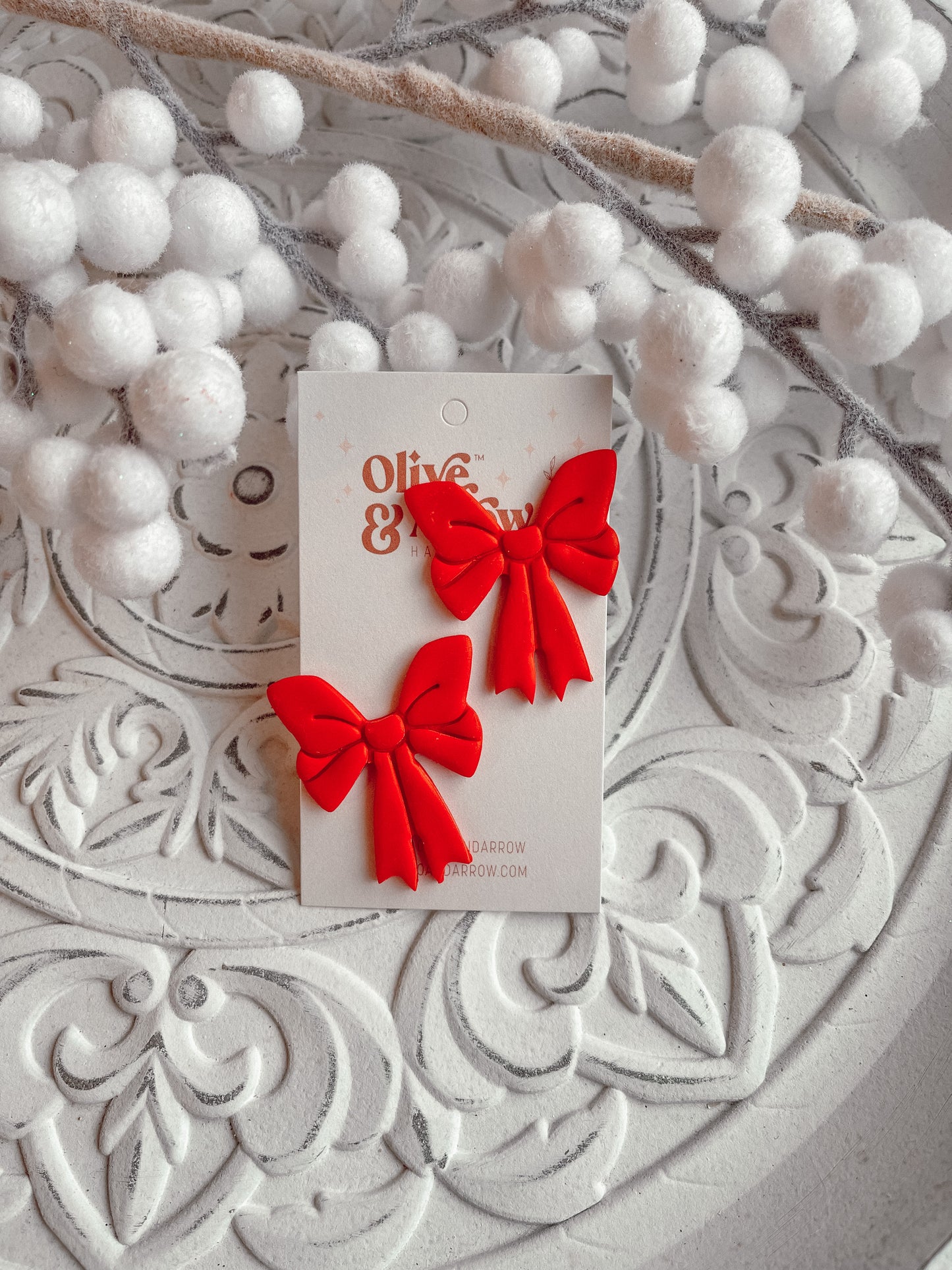Big Red Bow Studs // Holiday 22