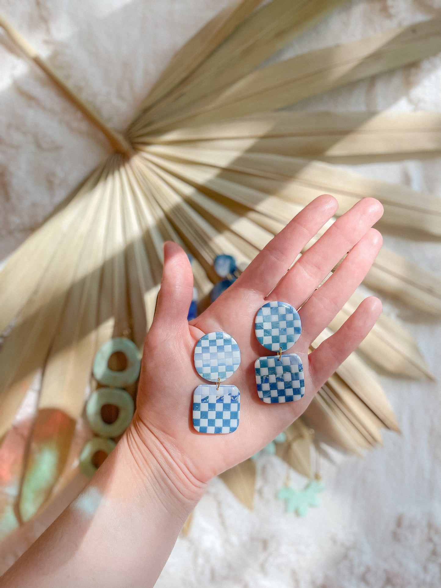 Caribbean Sea Checkerboard Dangles // Summer Collection 2022