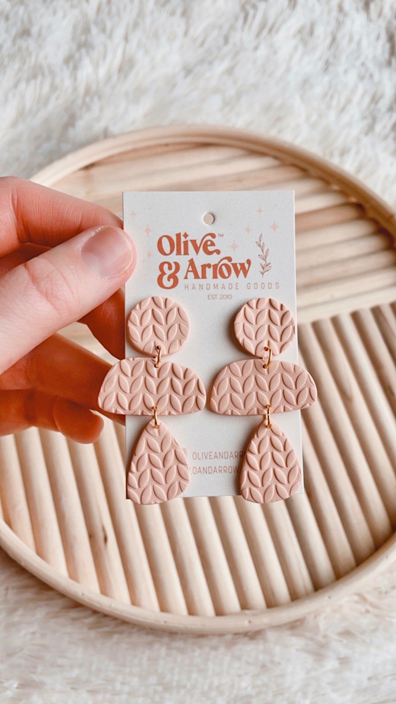 Light Peach Textured Lil Abstract Dangles // Spring Collection