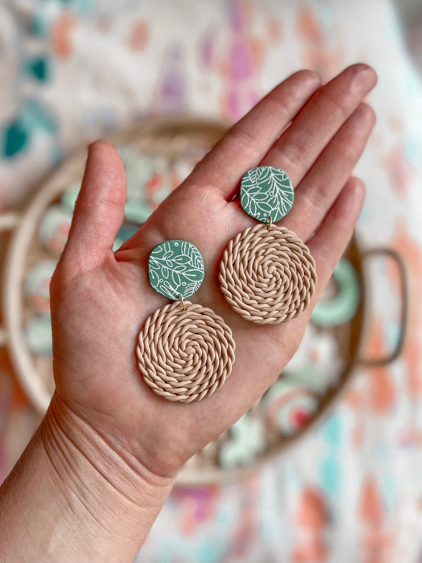 Rattan + Plants Print Dangles // Summer Collection