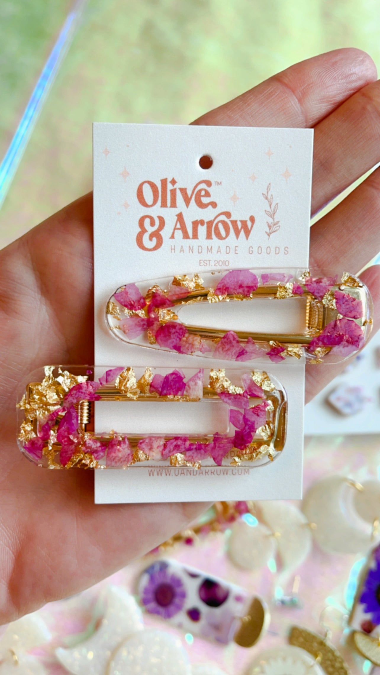 Pressed Flower + Gold Flecks Hair Clips Pack // Spring Collection