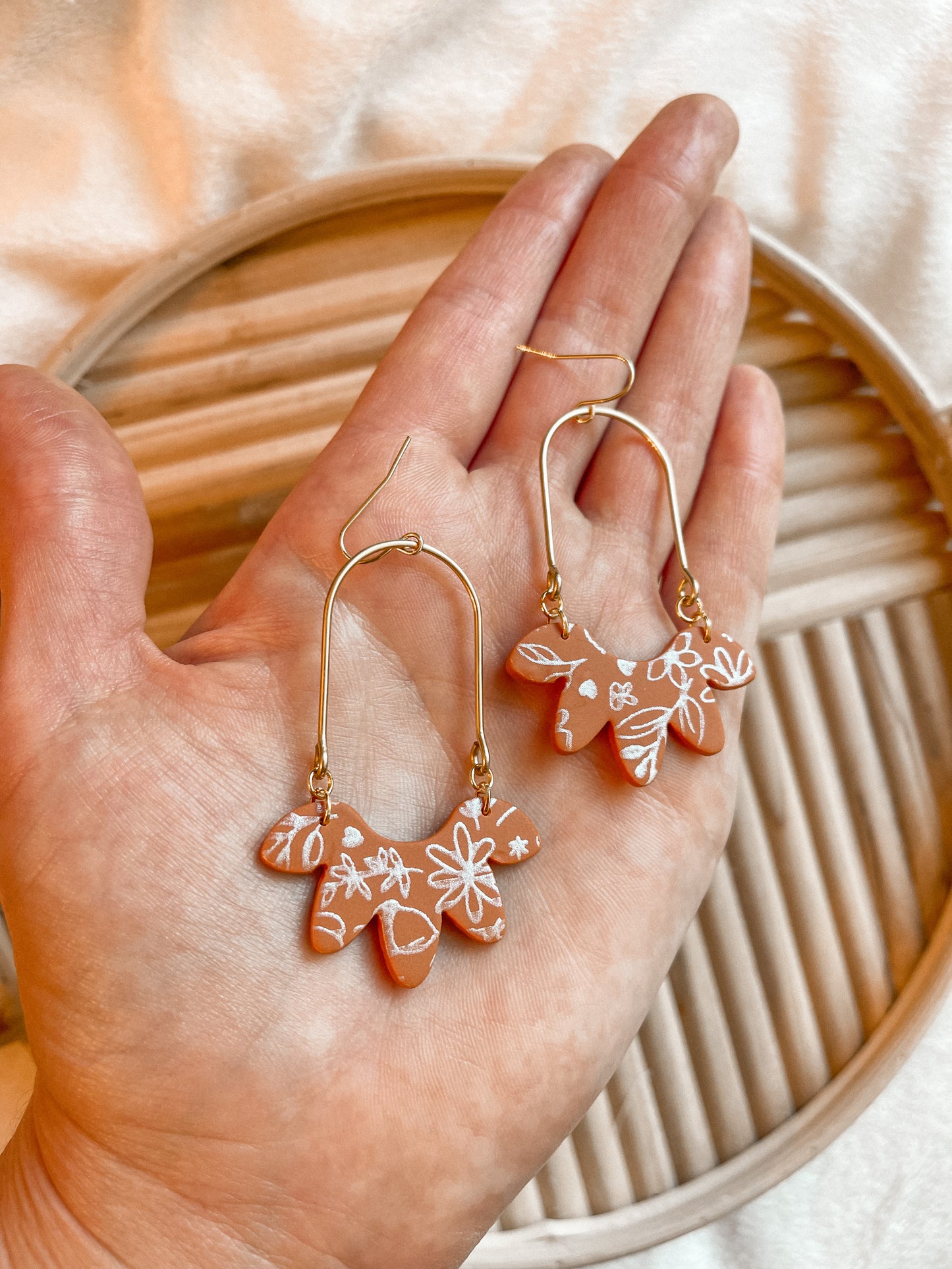 Shimmer Pumpkin Fall Brass Arch Dangles // Fall Collection