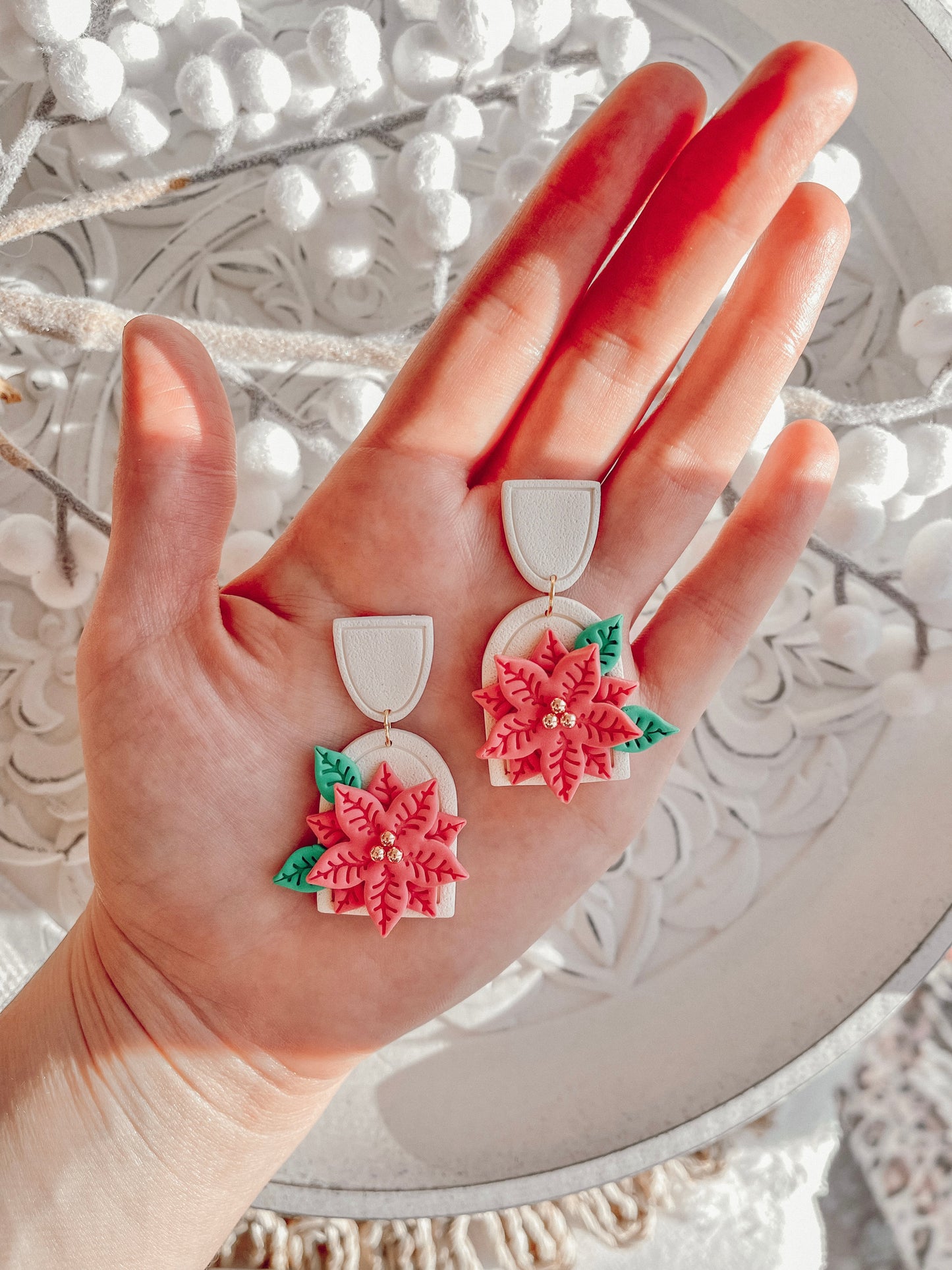 Pink Poinsettia Dangles // Holiday 22