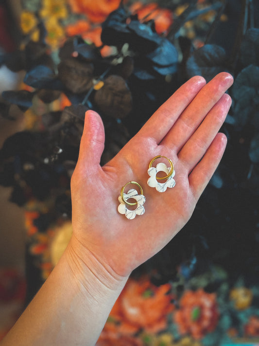 Howlite Marble Daisy Huggie Hoops // Fall Collection