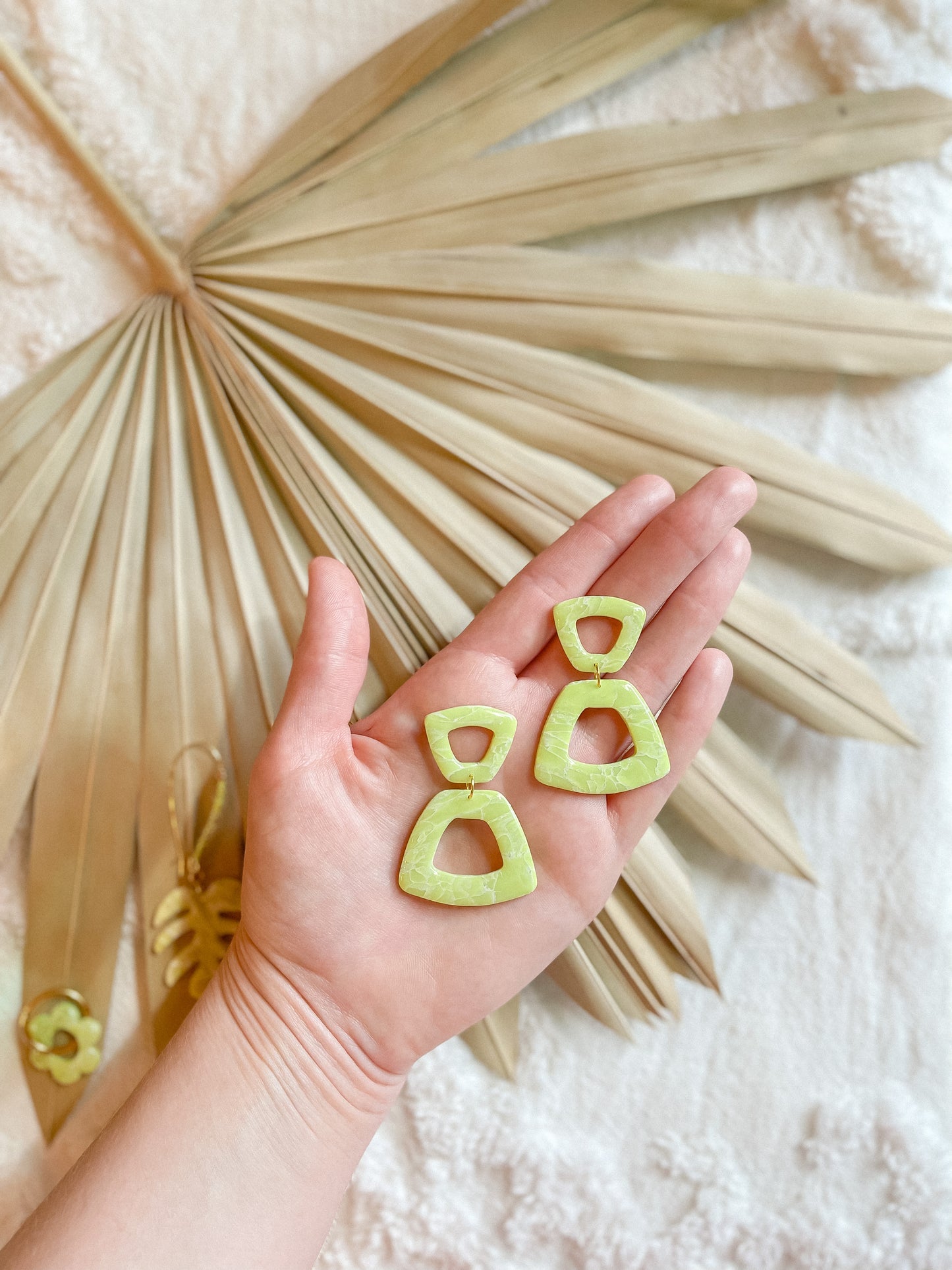 Key Lime Marble Trapezoid Dangles // Summer Collection 2022