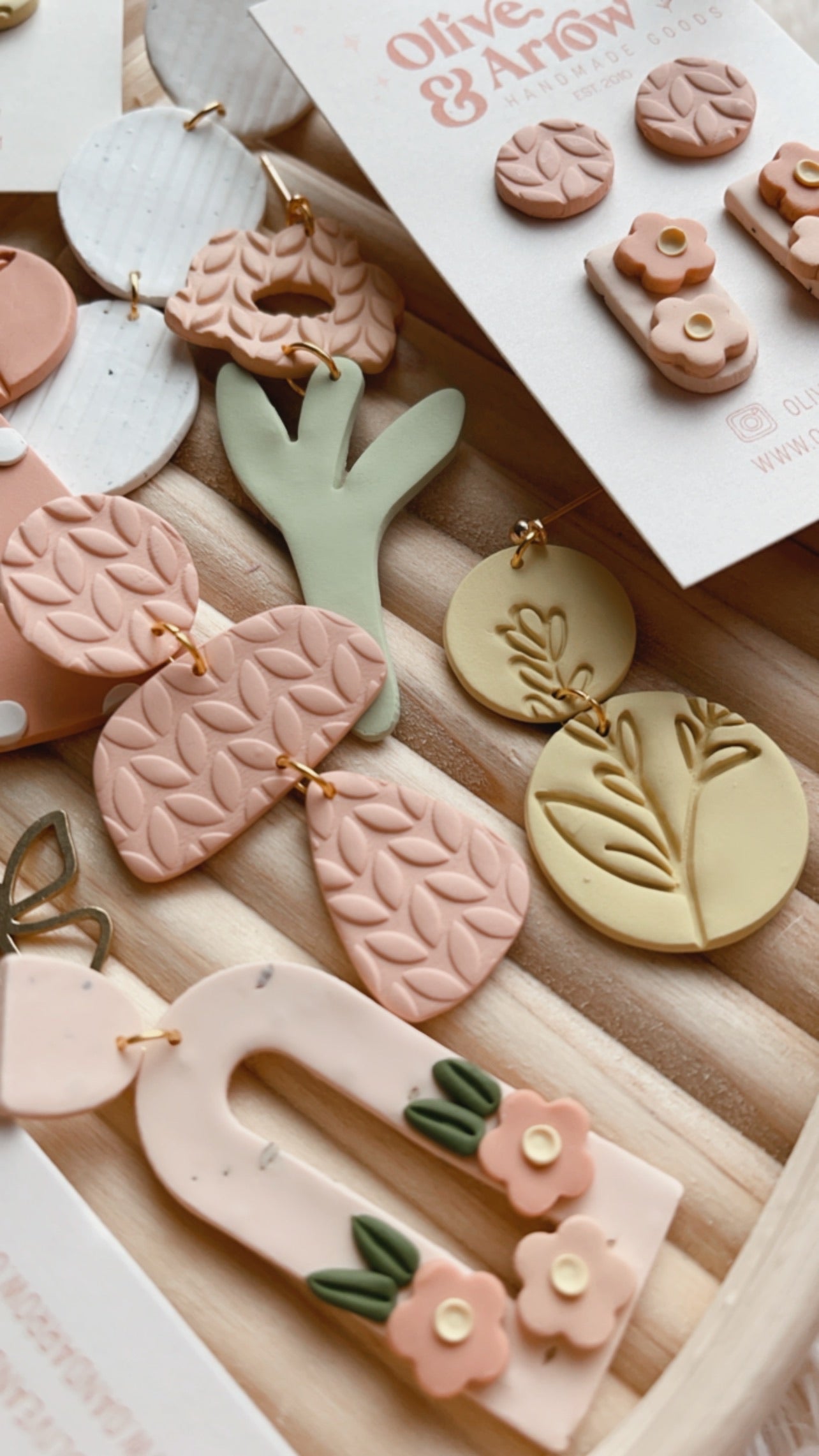 Light Peach Textured Lil Abstract Dangles // Spring Collection