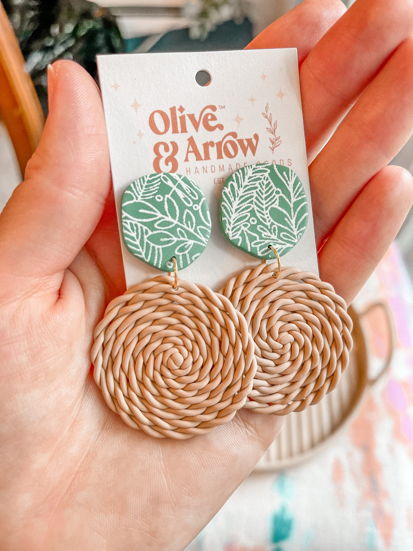 Rattan + Plants Print Dangles // Summer Collection