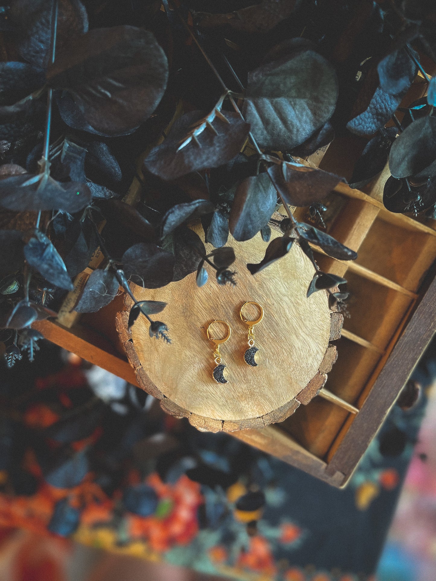 Druzy Black Moon Huggie Hoops // Fall Collection