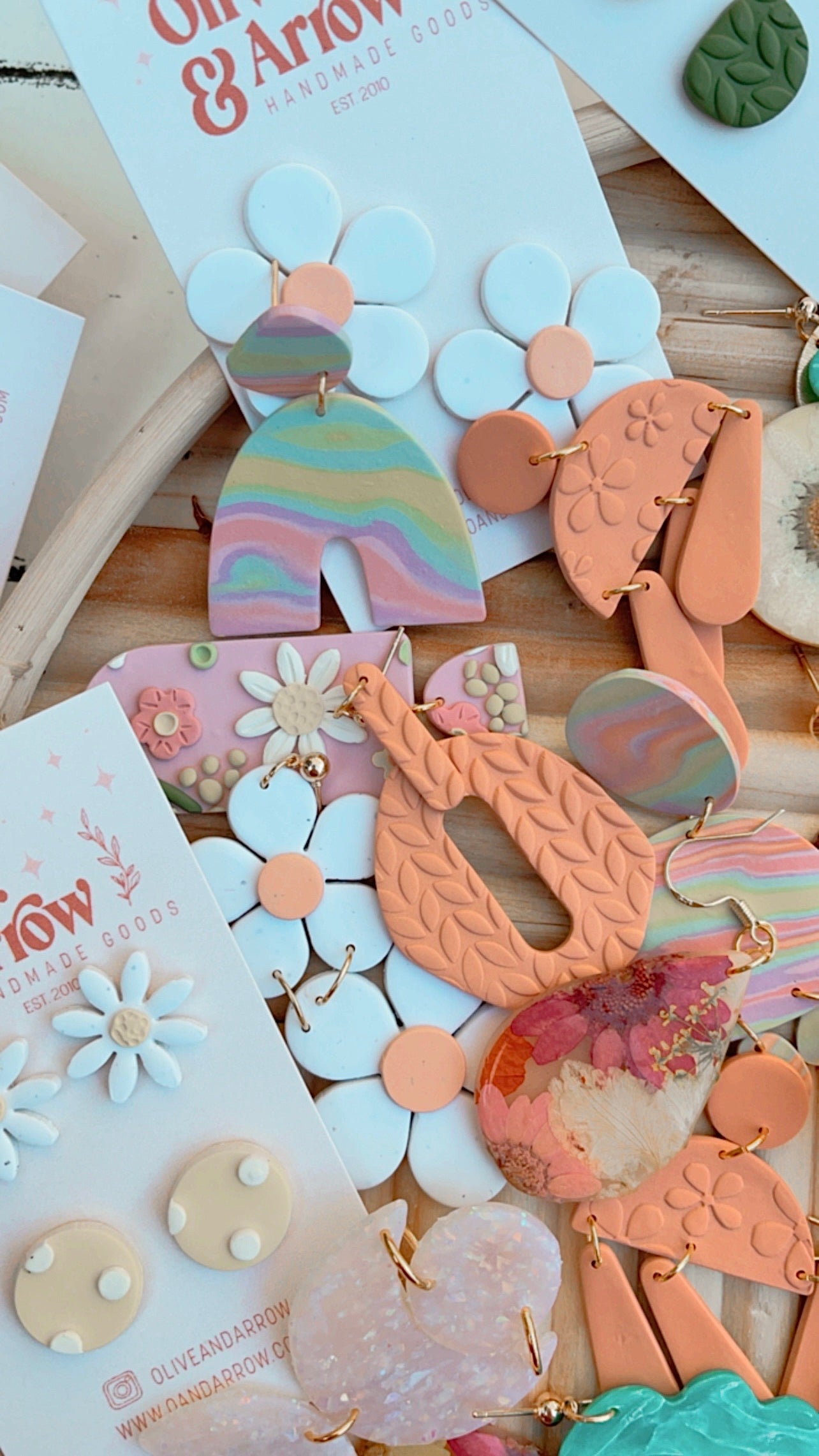 Peach Daisy Texture Dangles // Spring Collection