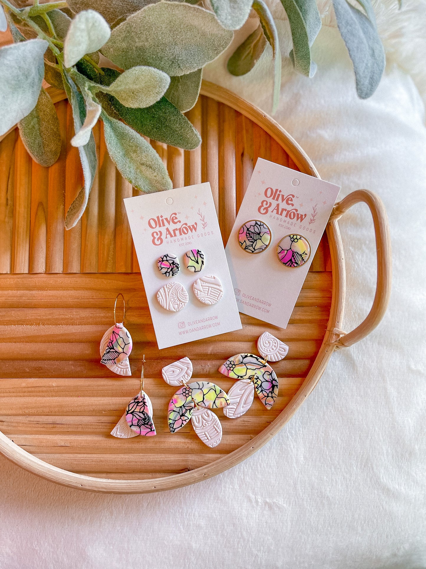 Floral Scrappy Textured Half Circle Hoops // Jackson Collection