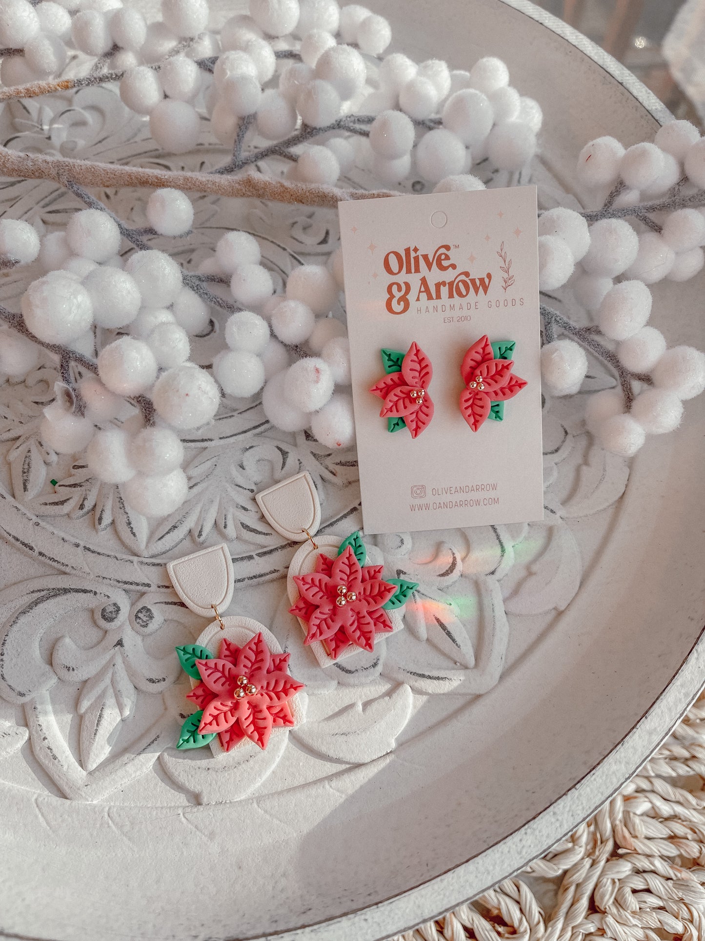 Pink Poinsettia Studs // Holiday 22