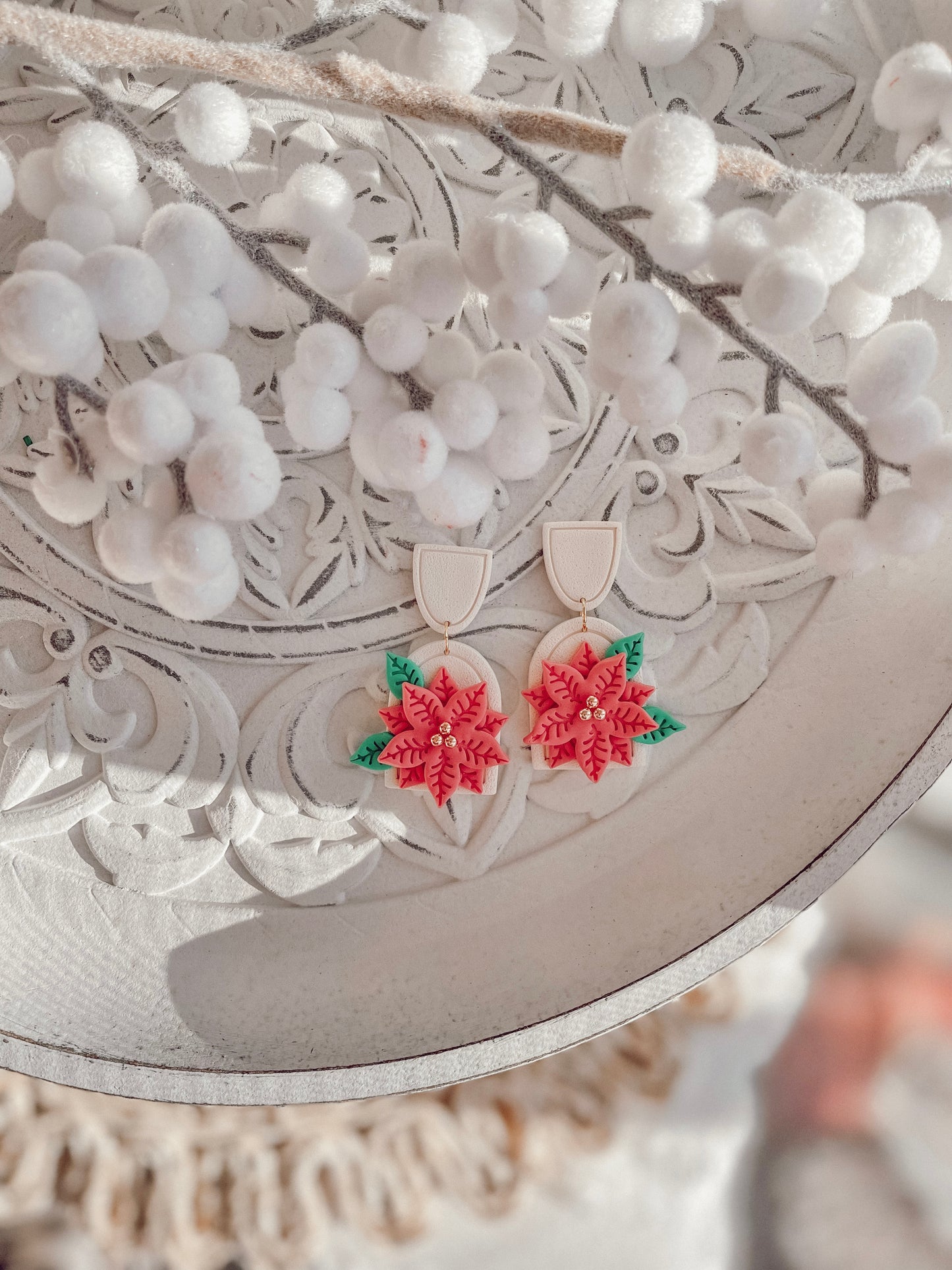 Pink Poinsettia Dangles // Holiday 22