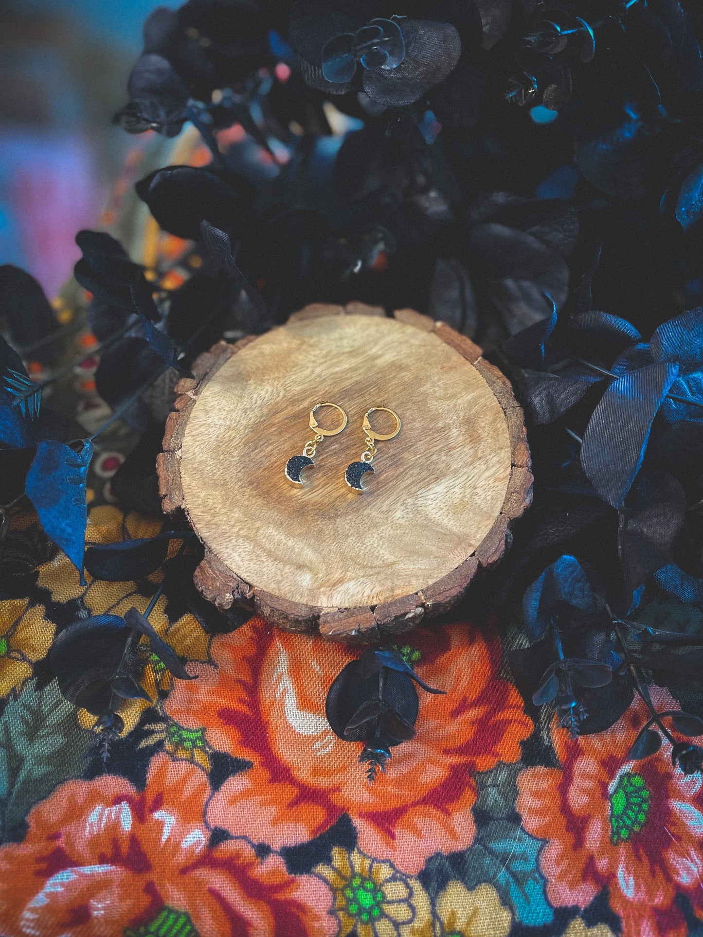 Druzy Black Moon Huggie Hoops // Fall Collection