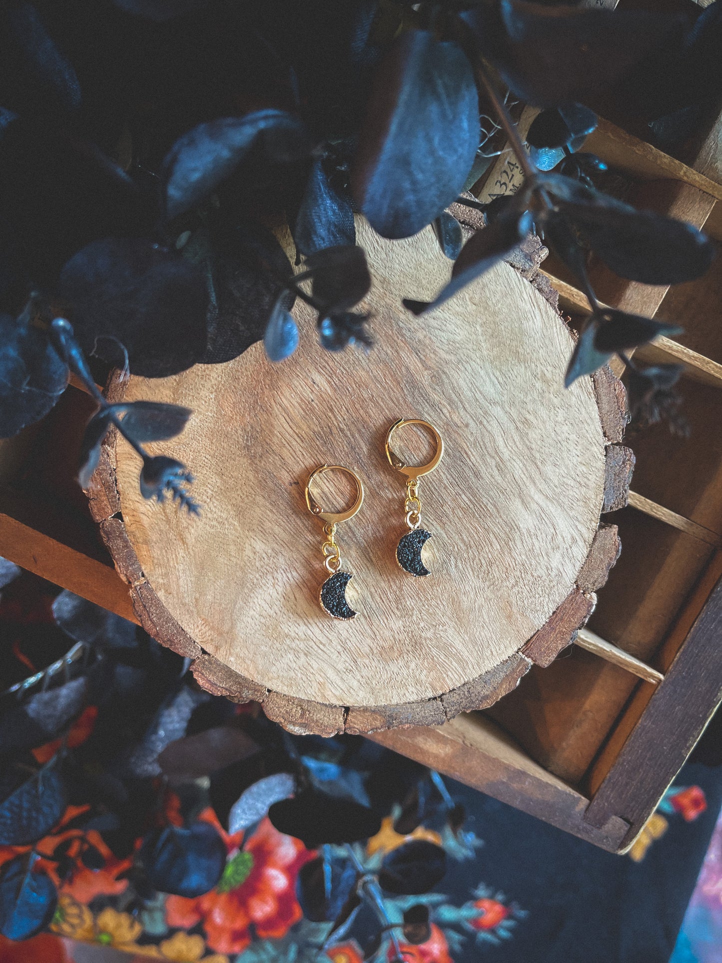 Druzy Black Moon Huggie Hoops // Fall Collection