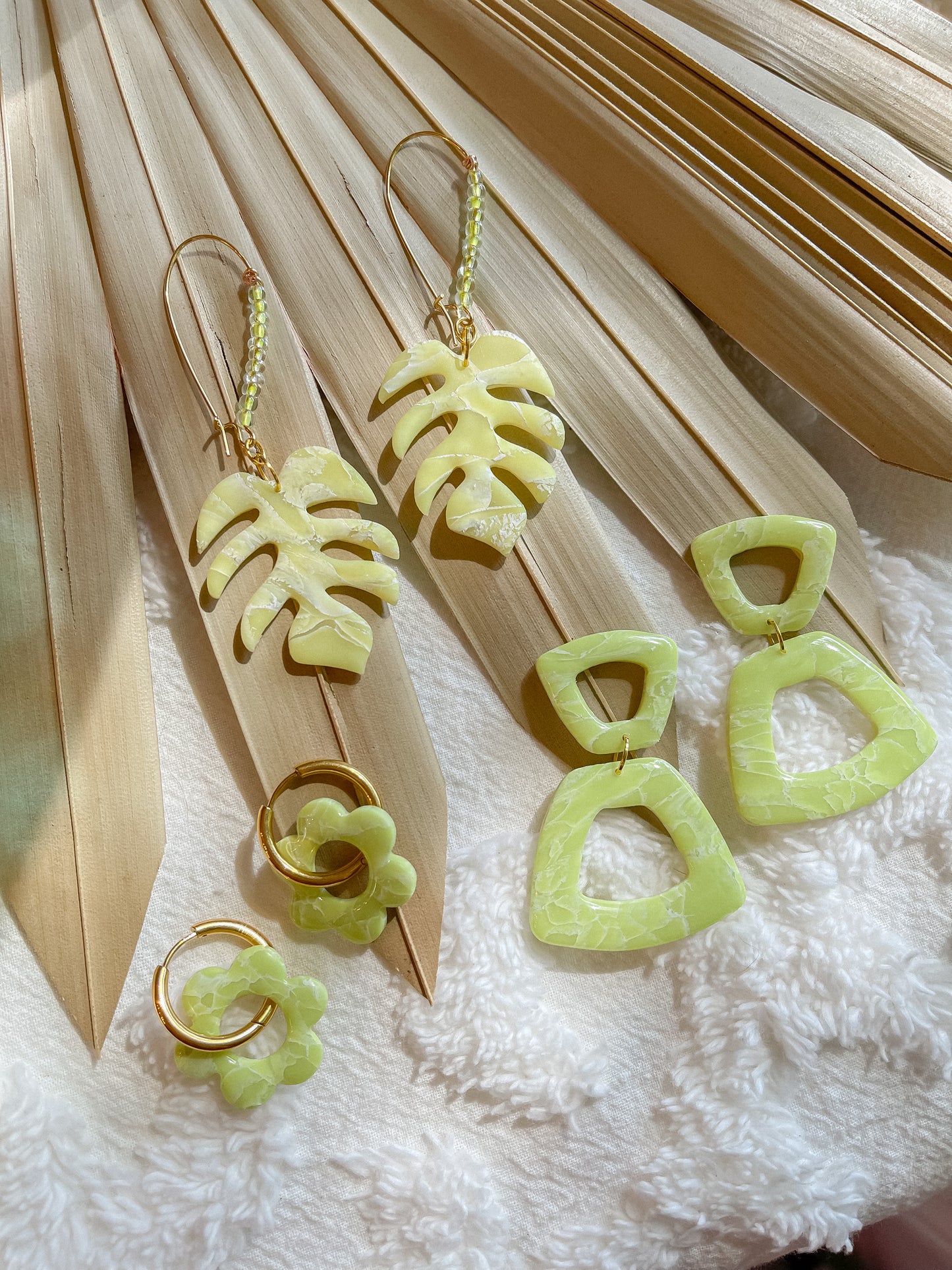 Key Lime Marble Trapezoid Dangles // Summer Collection 2022