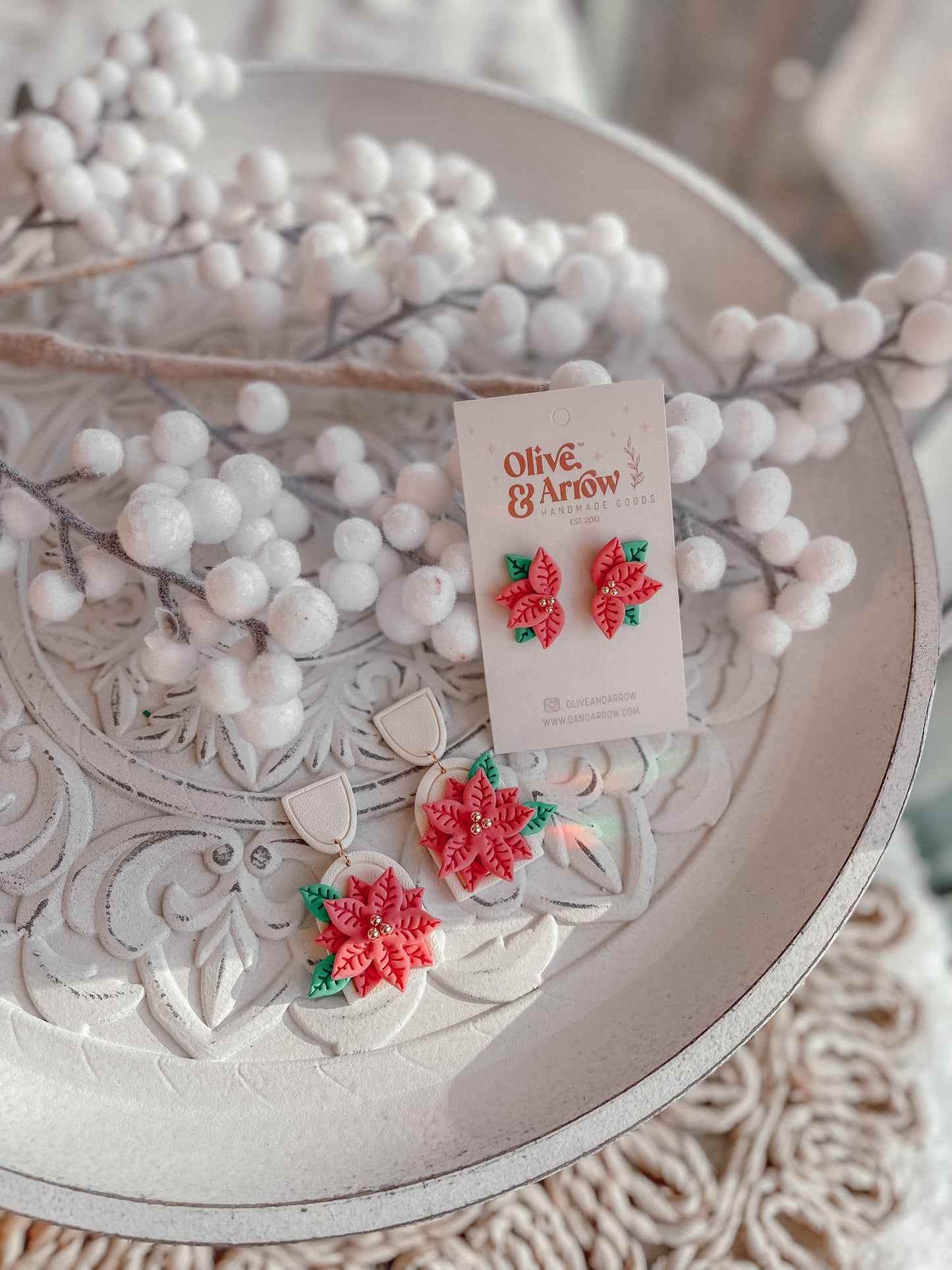 Pink Poinsettia Studs // Holiday 22
