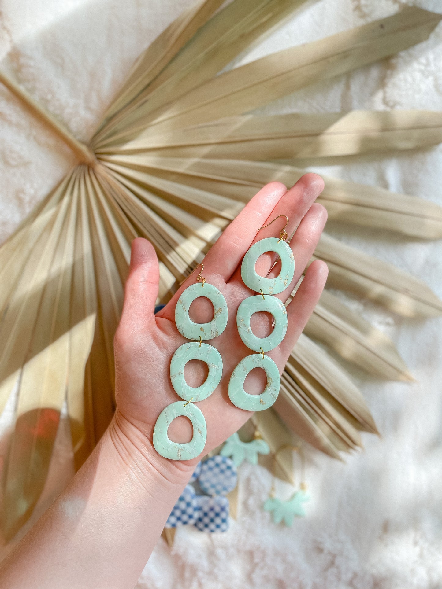 Aqua Marble Round Dangles // Summer Collection 2022