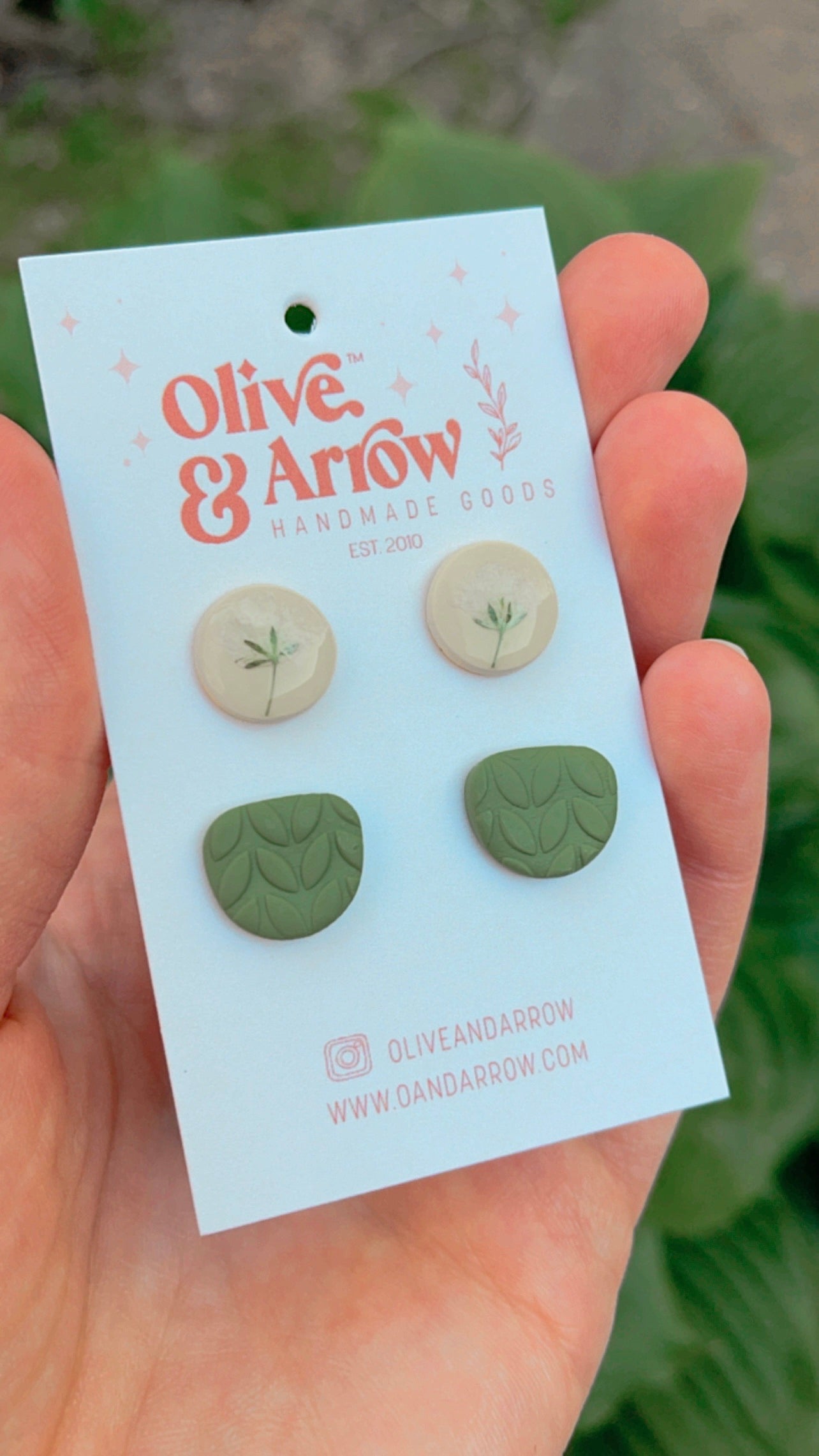 Pressed Flower + Textured Olive Stud Pack // Spring Collection