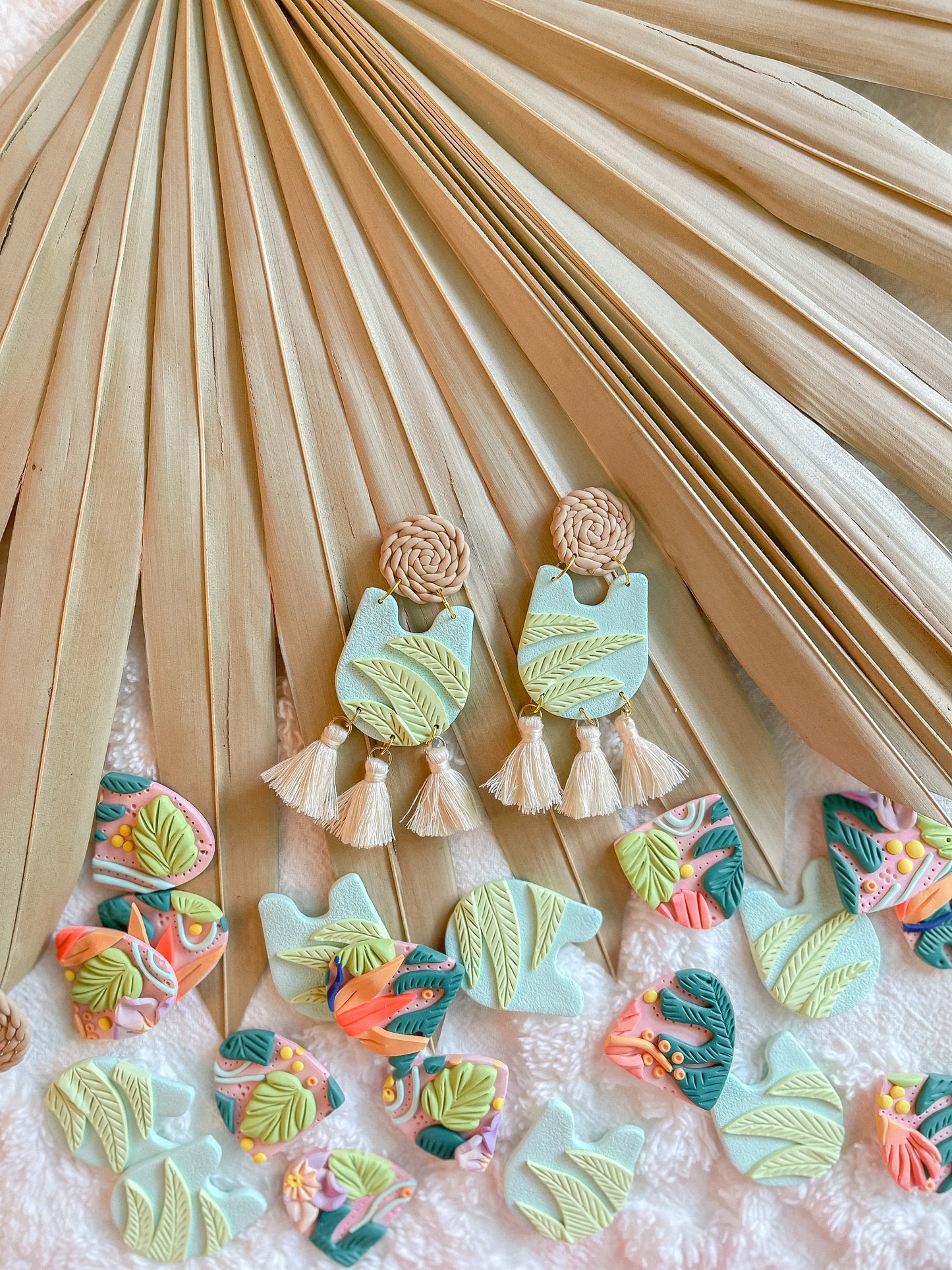 Seafoam Palm + Rattan Bib Dangles // Summer Collection 2022