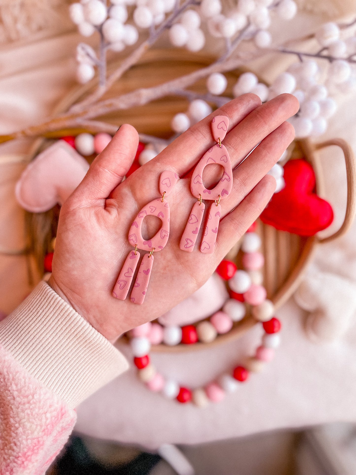 Scribble Hearts Pink Dangles // Valentines 2022 Collection