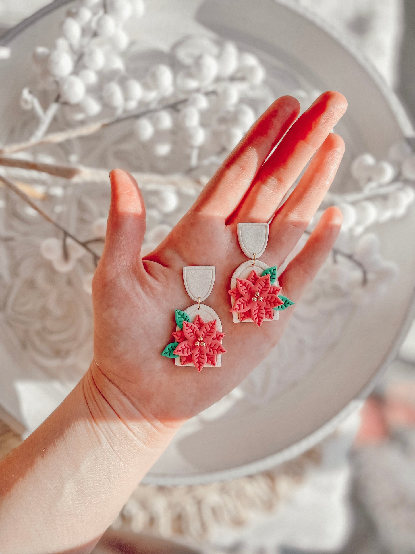 Pink Poinsettia Dangles // Holiday 22